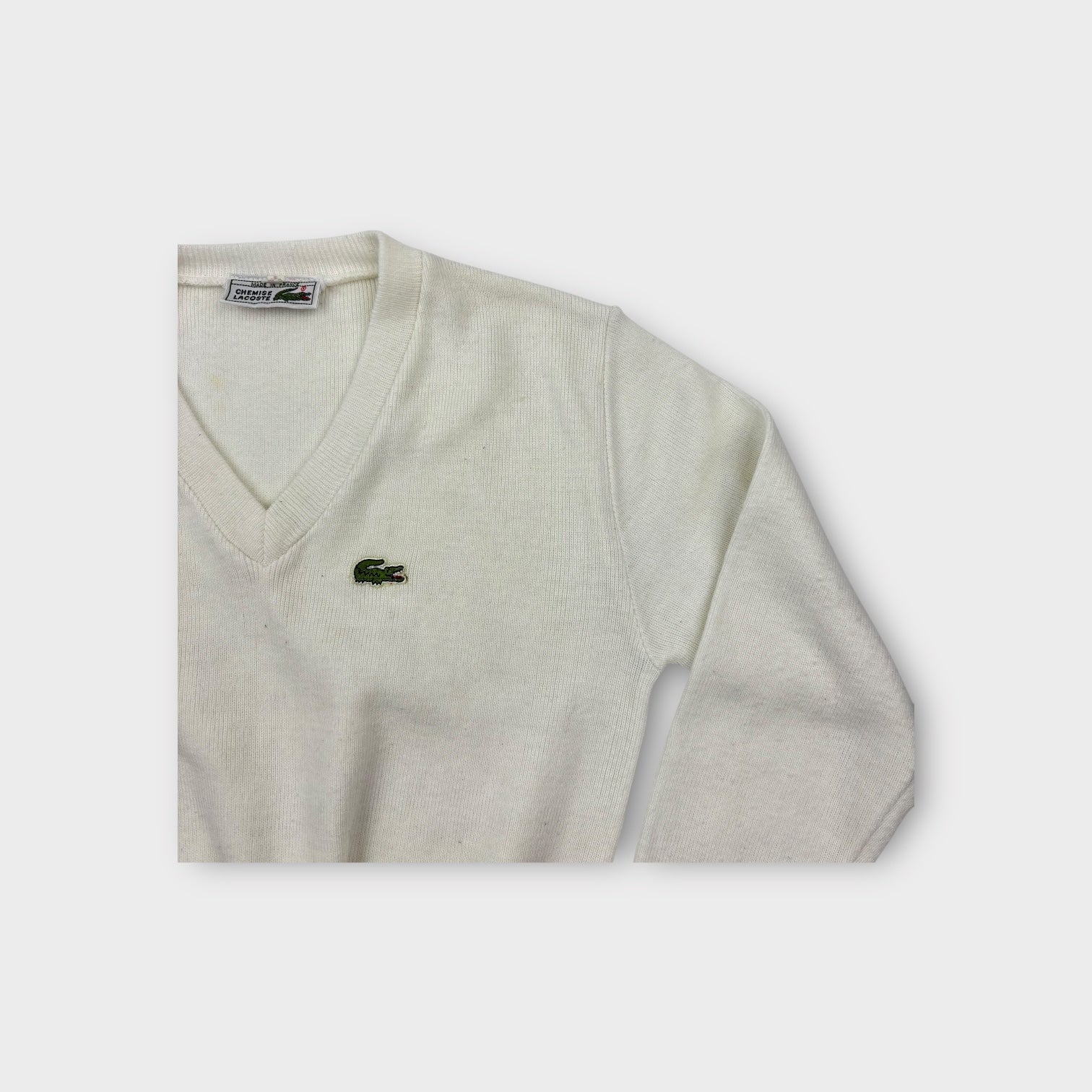 Vintage Lacoste White Jumper, Size 8