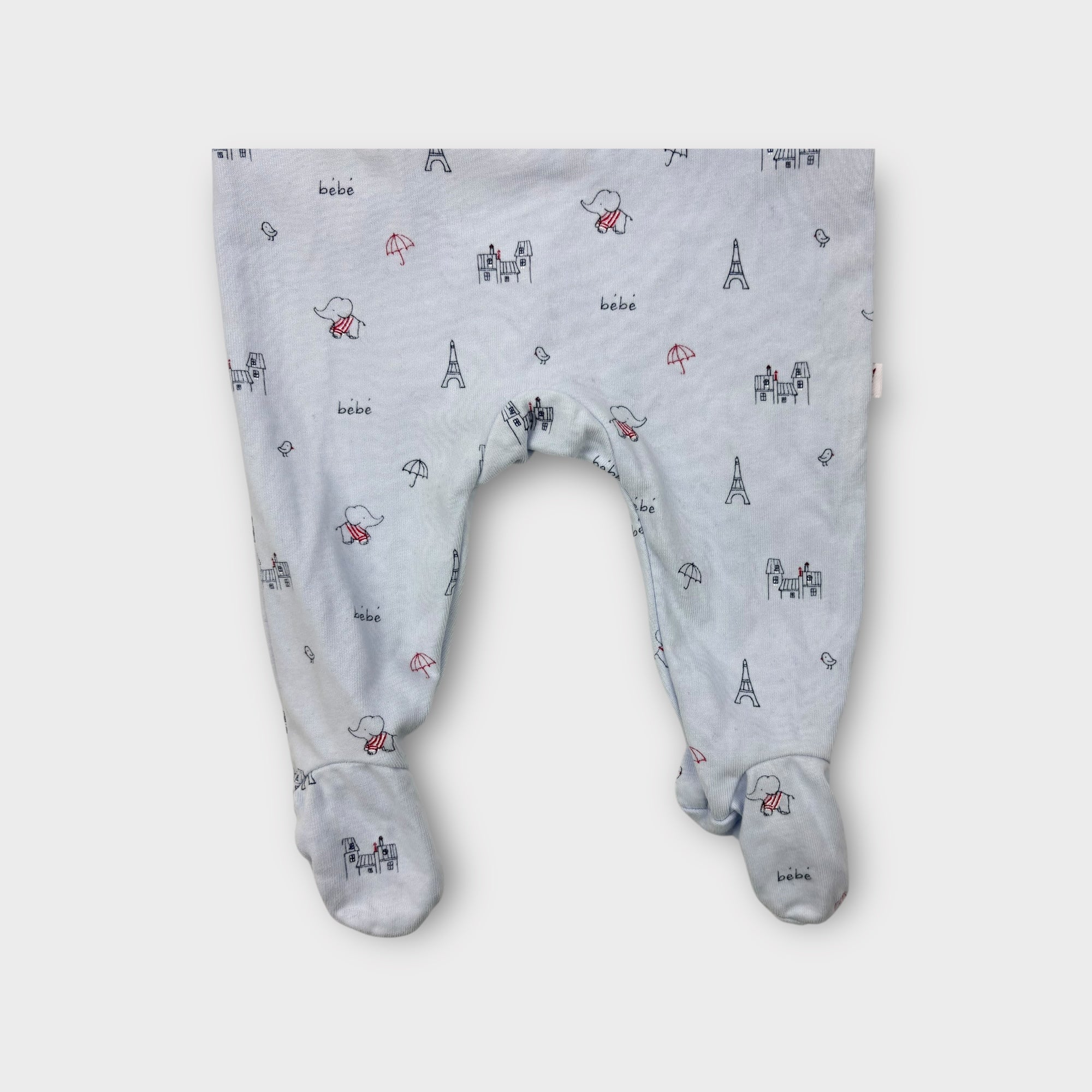 Jacadi Blue Parisian Print Onesie, Size 00