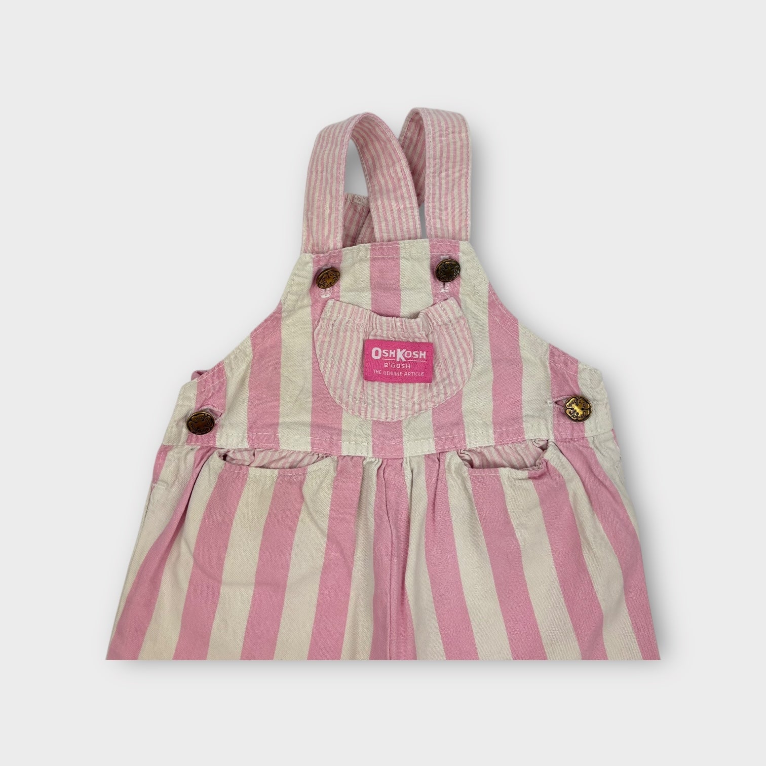 Vintage Pink Stripe Oshkosh B'Gosh Overalls, Size 1-2
