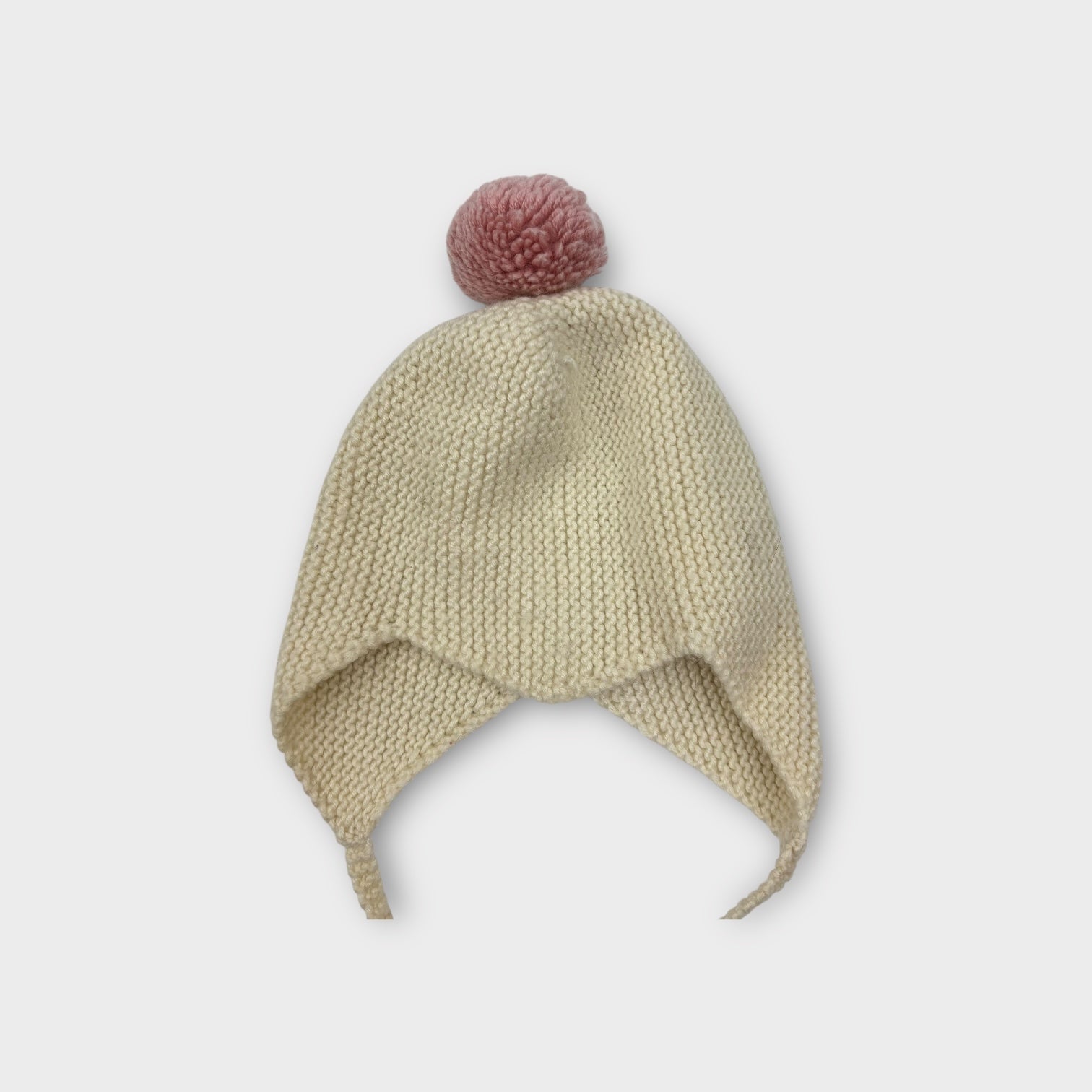 White, Pink Knit Beanie, Size 0
