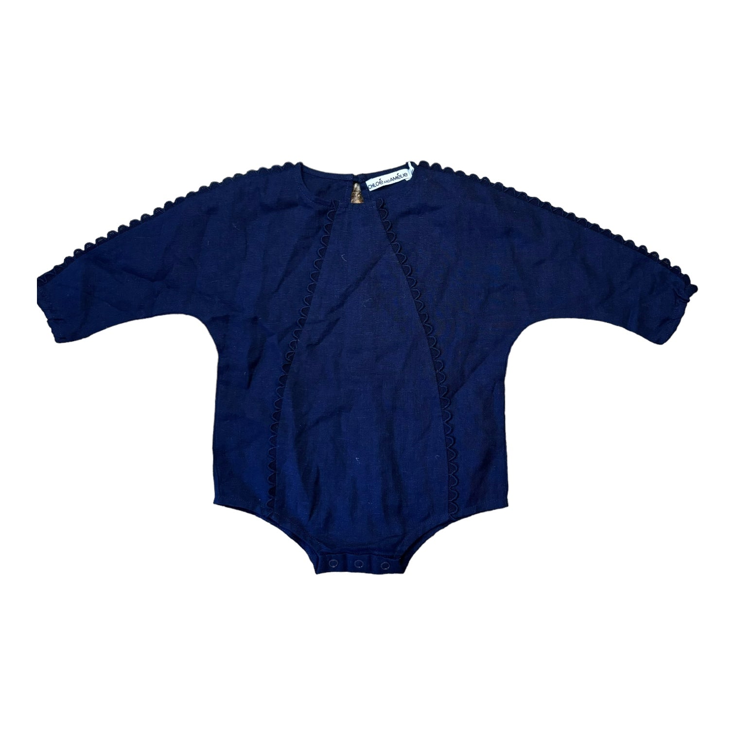 Chloe and Amelie Navy Romper, Size 0