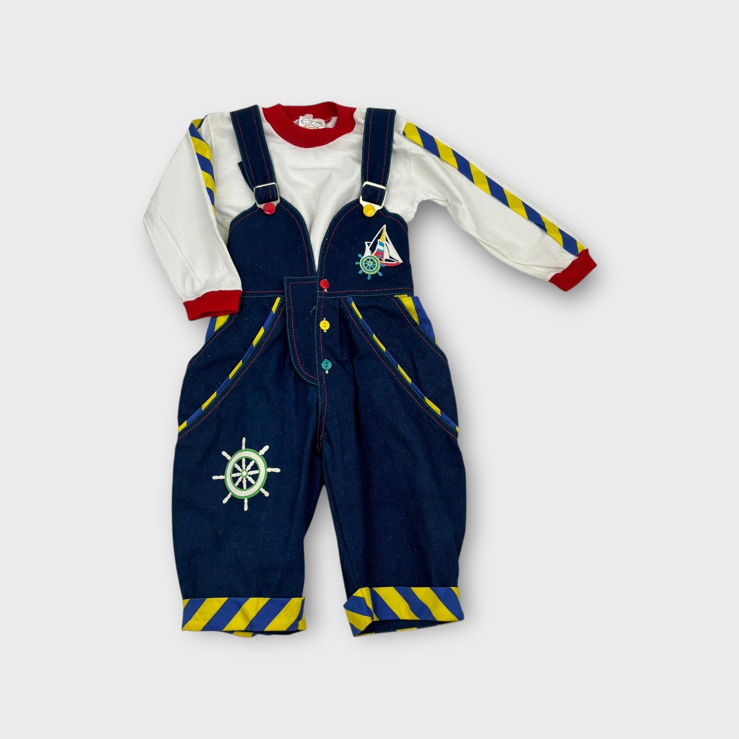 Vintage Overalls & Long Sleeve Set, Size 1-2