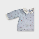 Jacadi Blue Parisian Print Onesie, Size 00