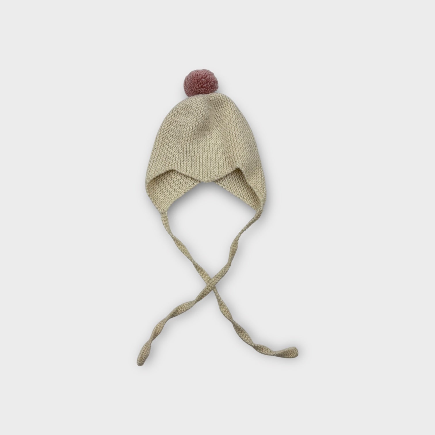 White, Pink Knit Beanie, Size 0