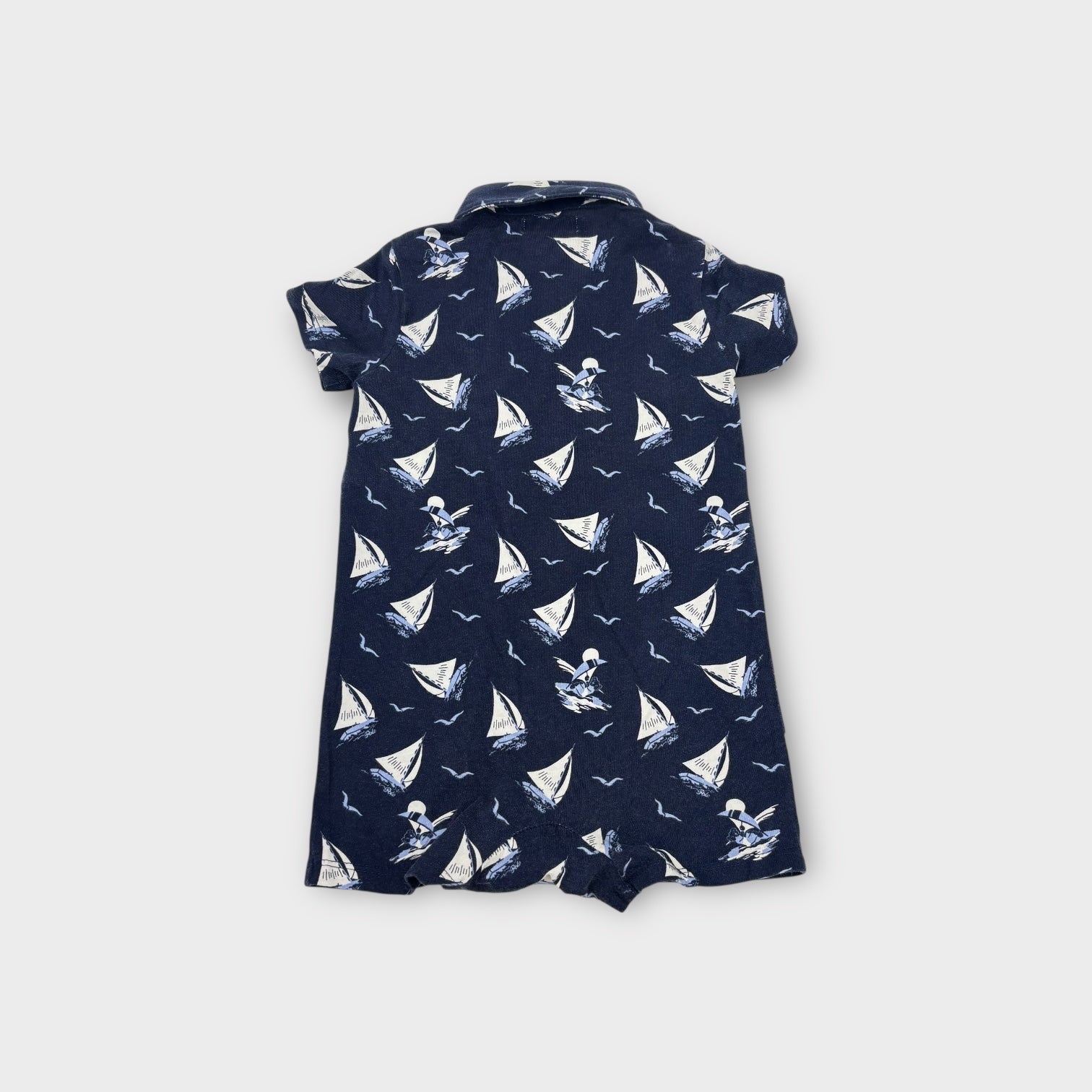 Ralph Lauren Navy Sailboat Romper, Size 0