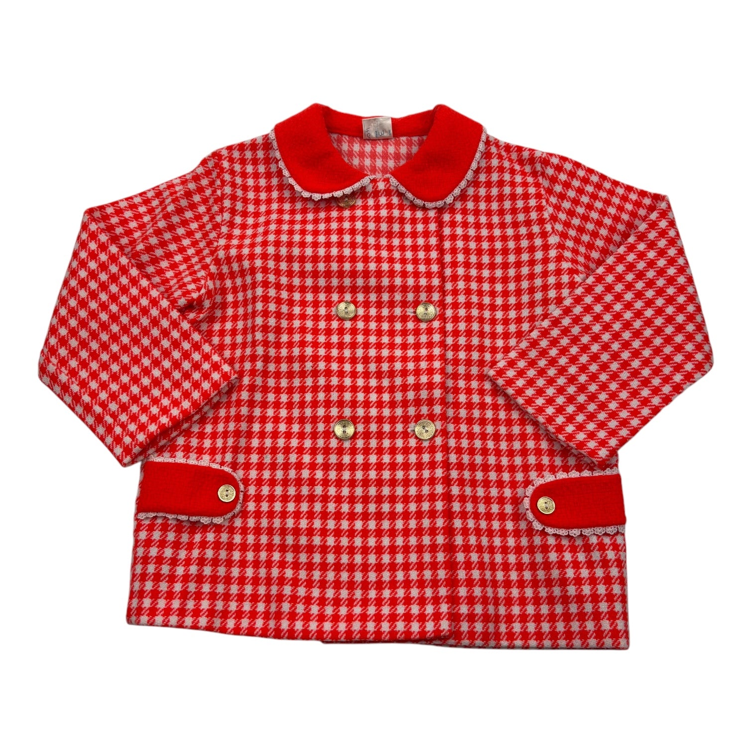 Vintage Orange Check Coat, Size 3