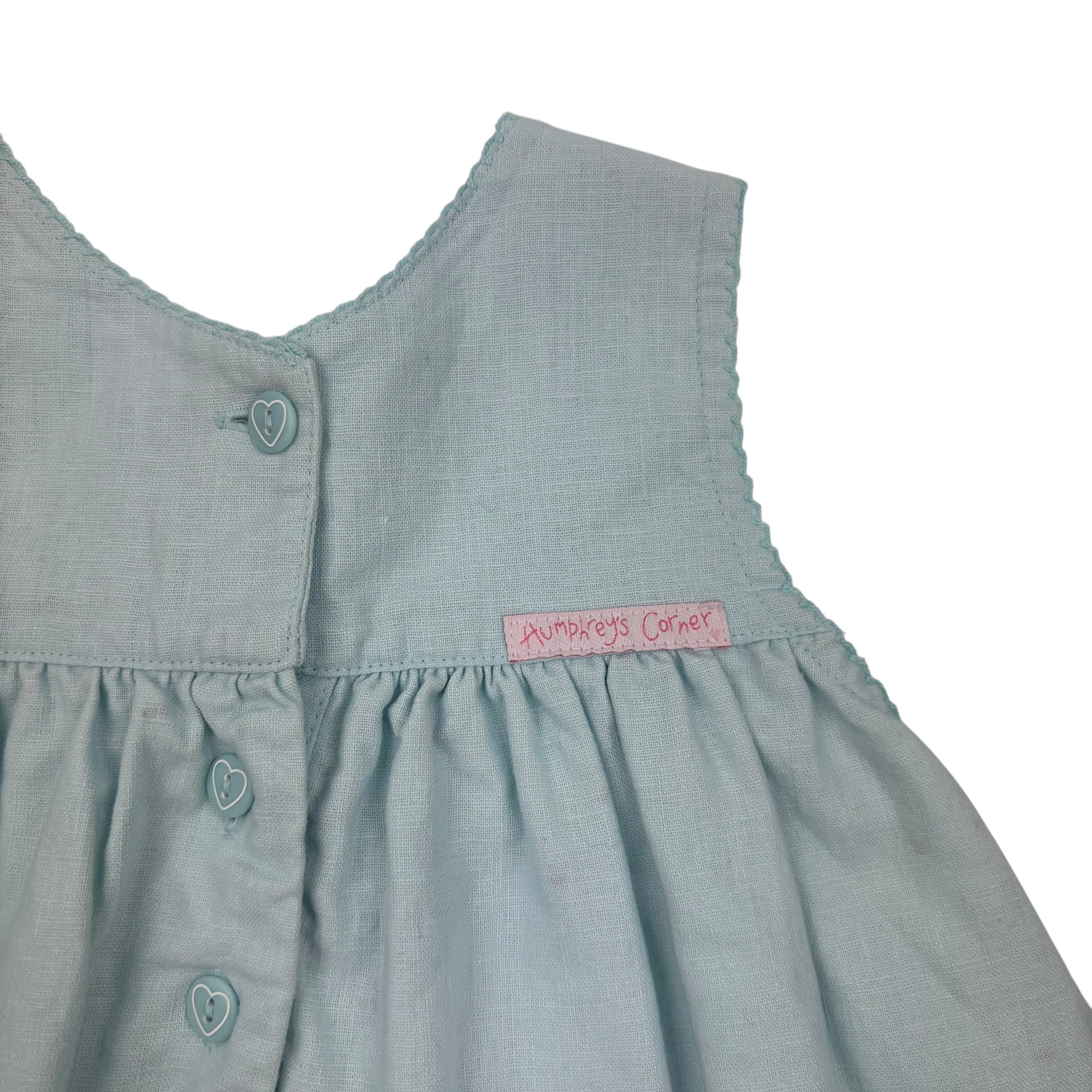 Blue Linen "Lotties Wash Day" Dress, Size 12-18 Months