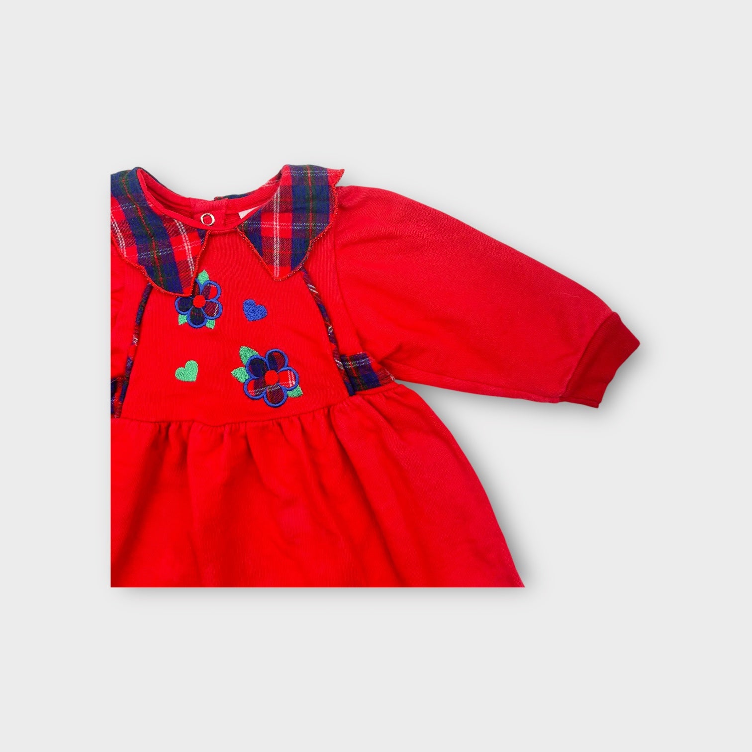 Vintage Red Tartan Collar Dress, Size 1