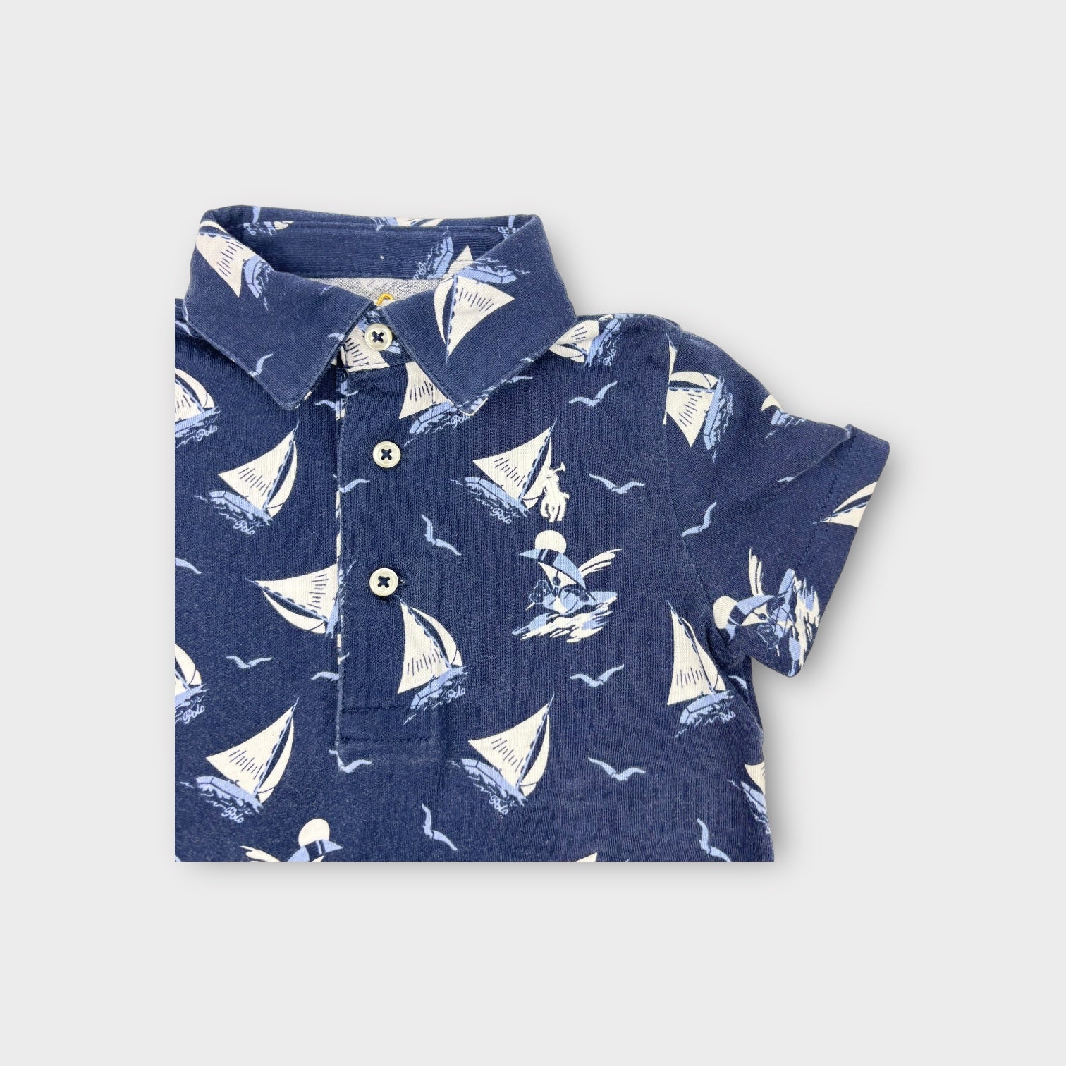 Ralph Lauren Navy Sailboat Romper, Size 0
