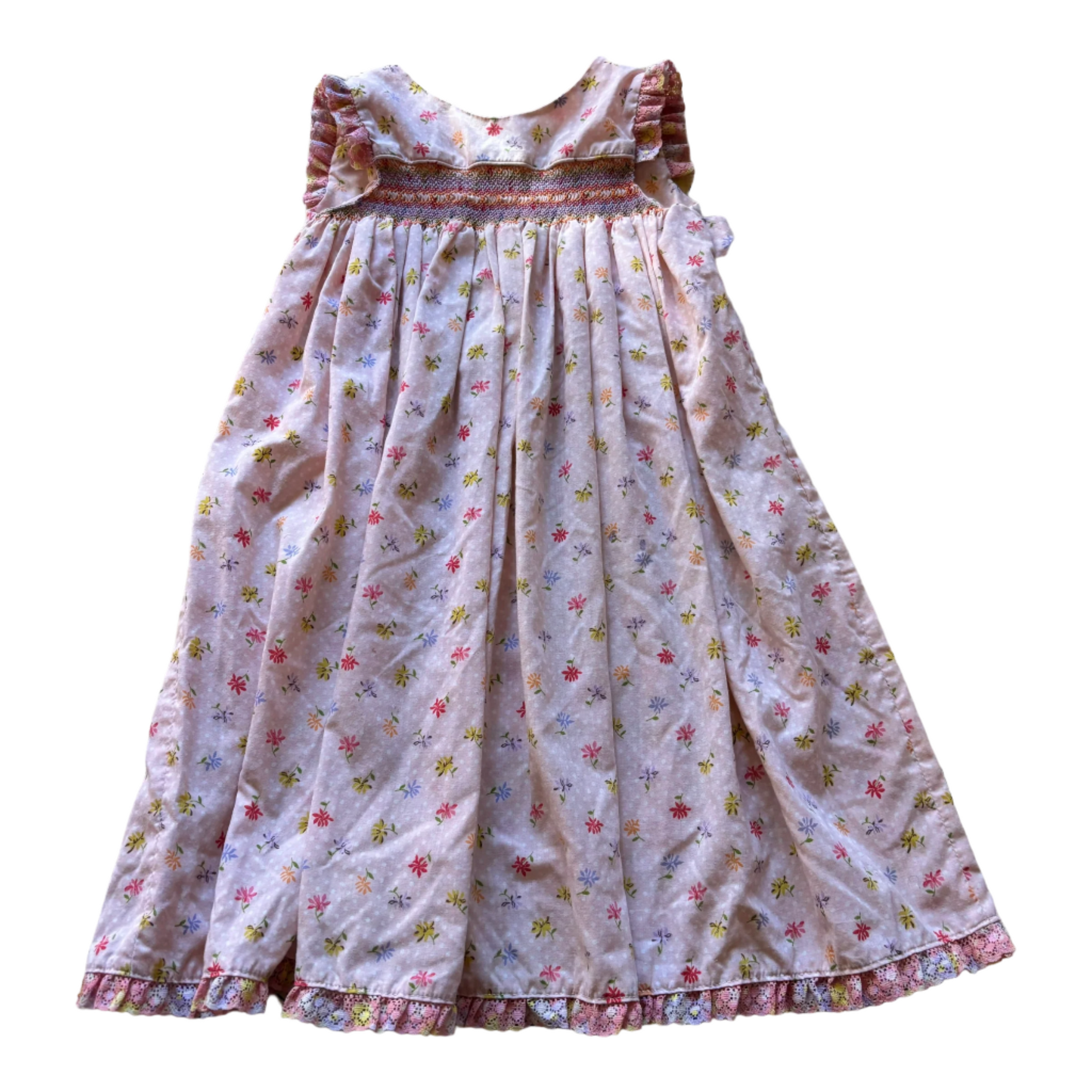 Handmade Floral Dress, Size 7-8
