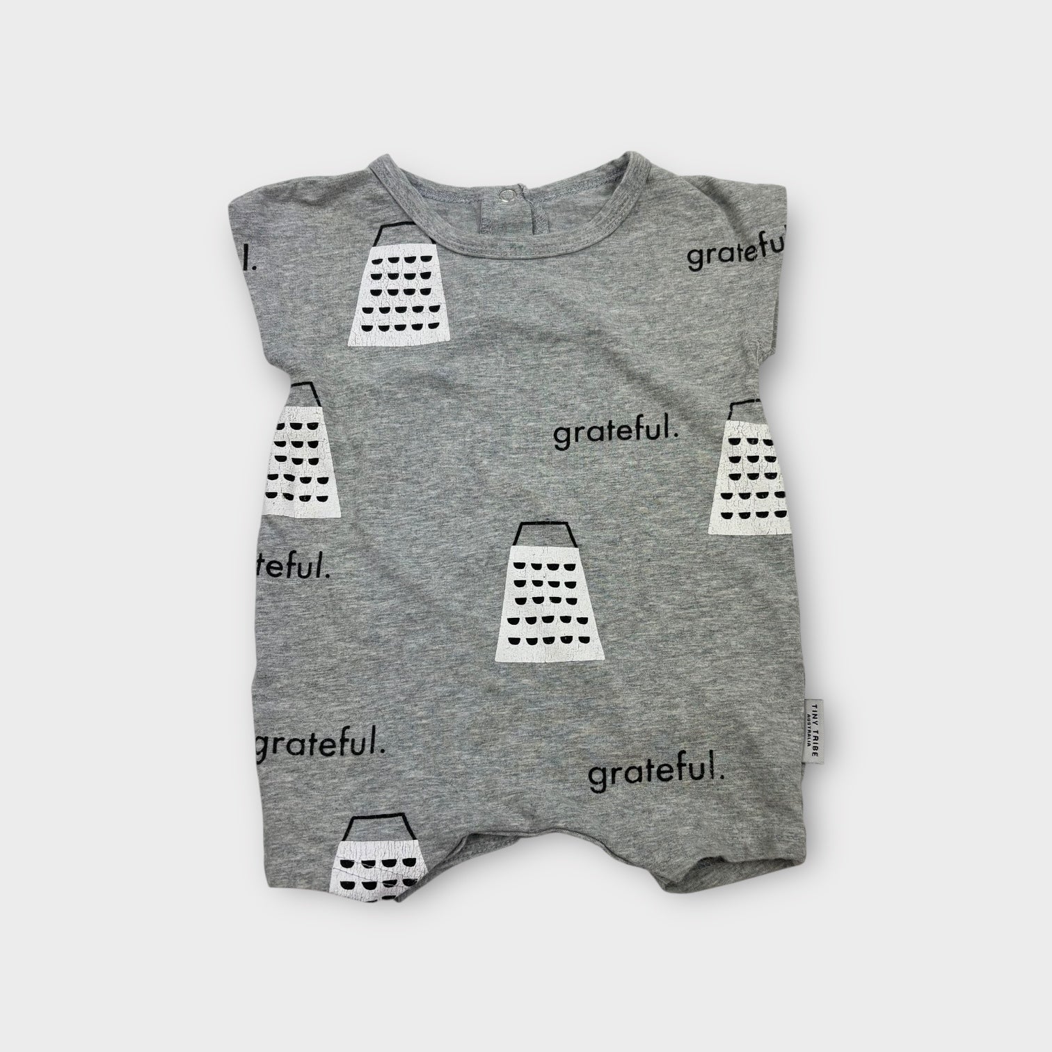 Tiny Tribe Short Sleeve Grey Romper, Size 00