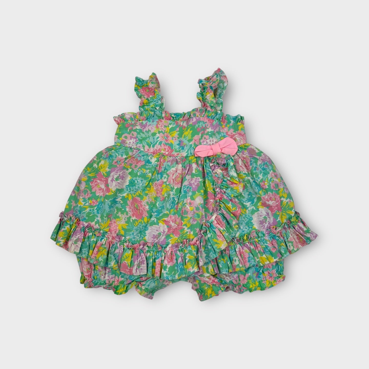 Vintage Pastel Floral Romper, Size 0