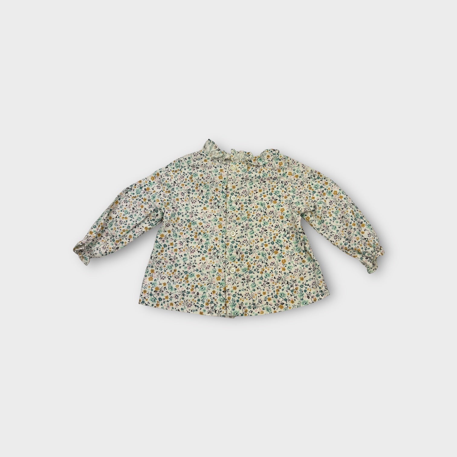 Floral Print Long Sleeve Blouse, Size 0