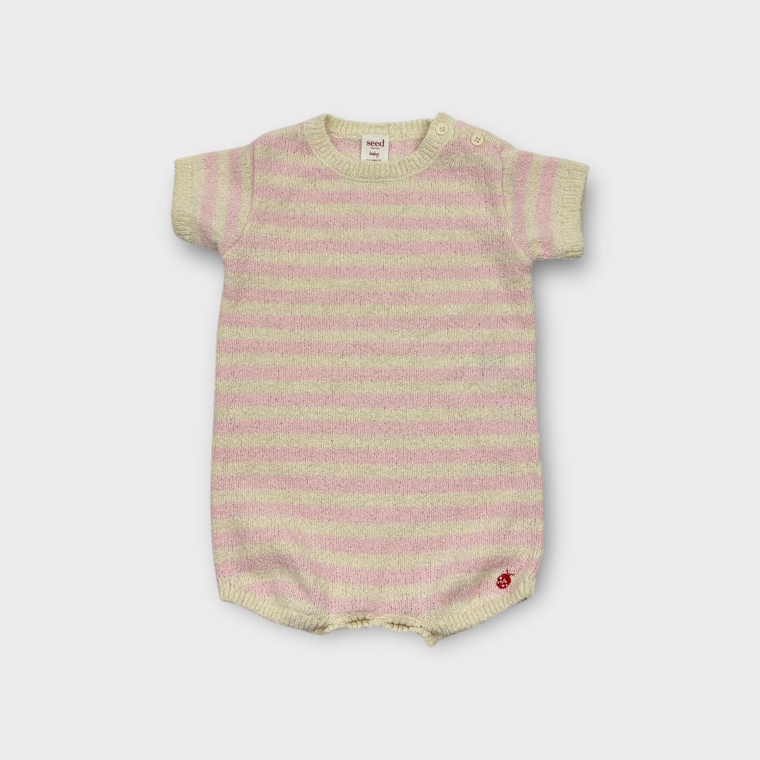 Seed Pink Stripe Knit Romper, Size 0