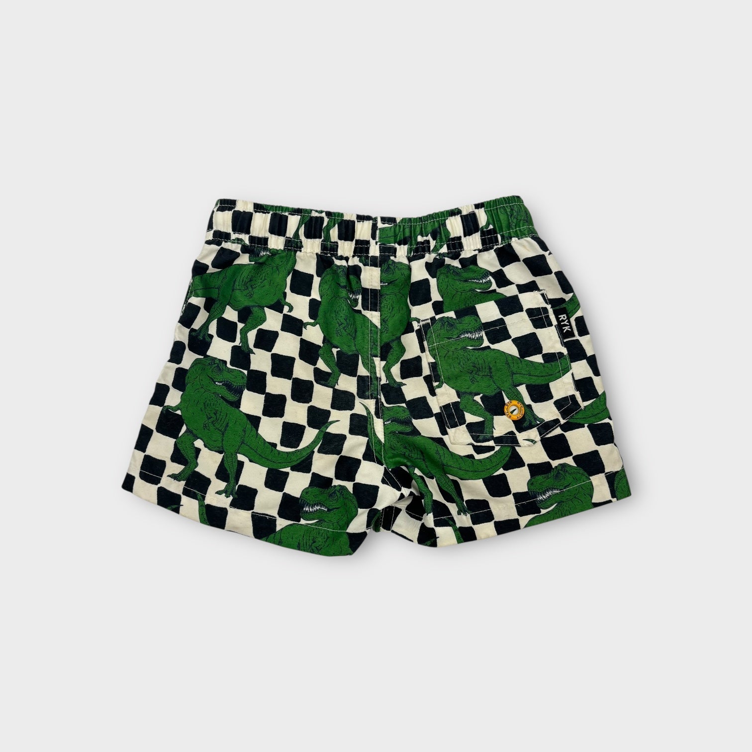 Rock Your Kid Dino Check Swim Shorts, Size 2