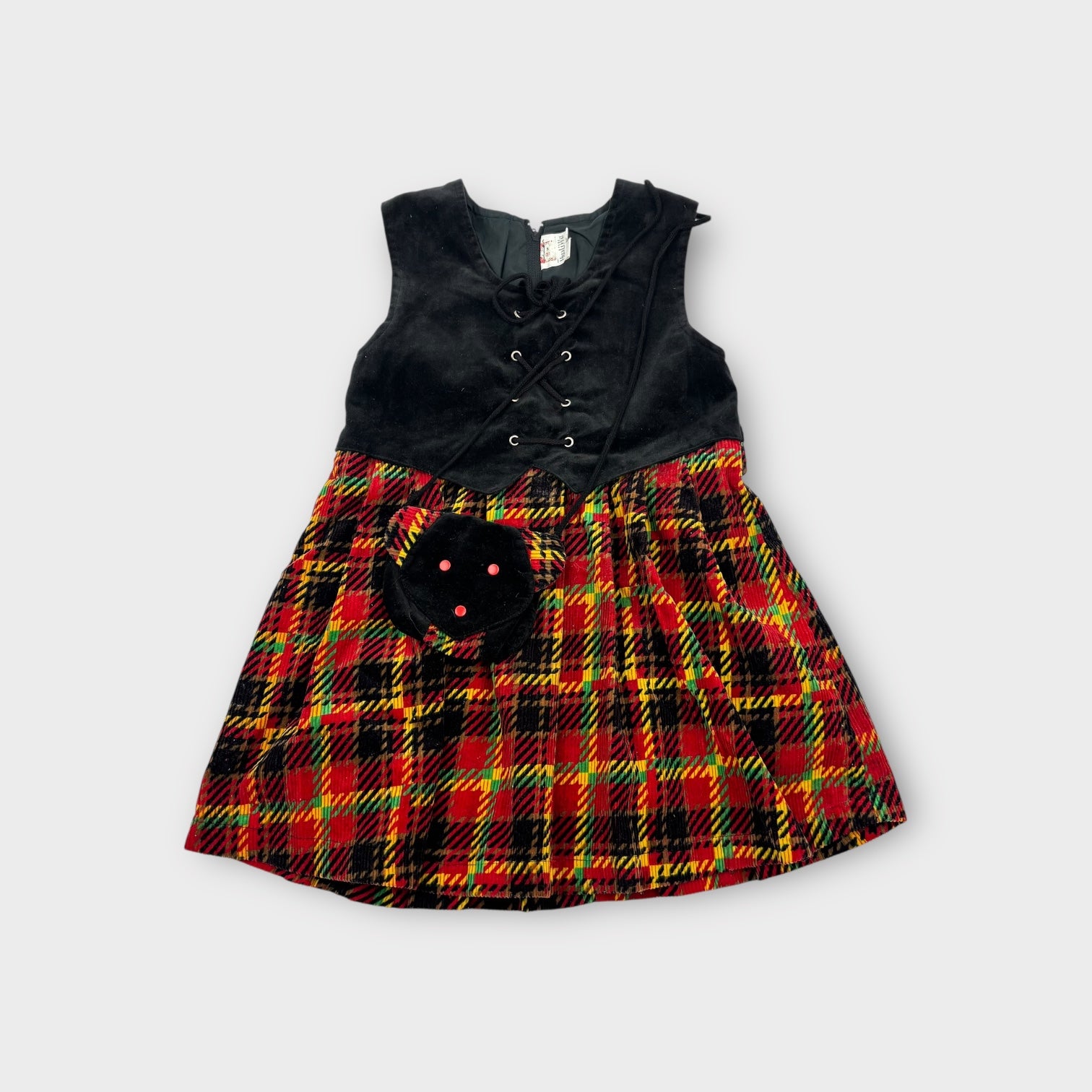 Vintage Plaid Dress & Matching Bag, Size 10