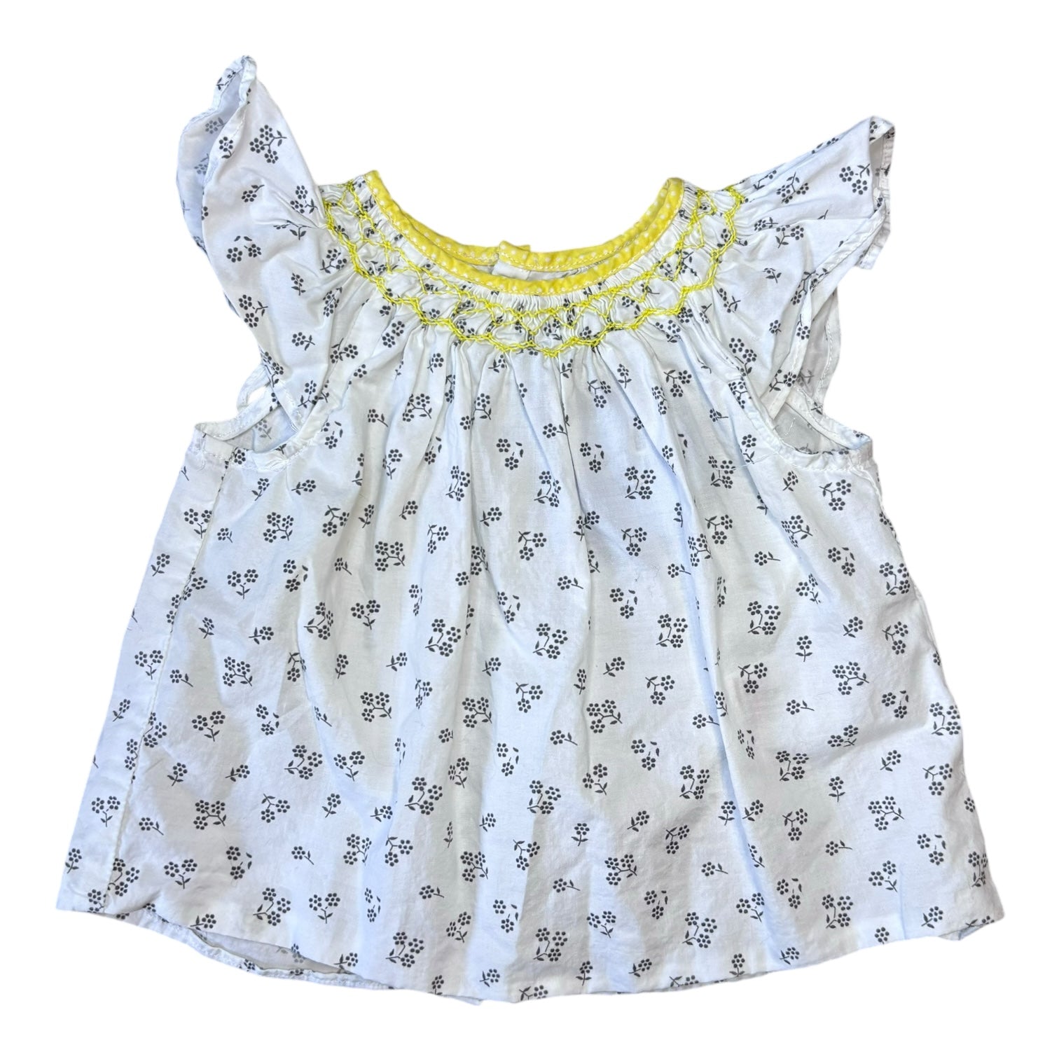 Jacadi Paris White and Yellow Shirt, Size 00