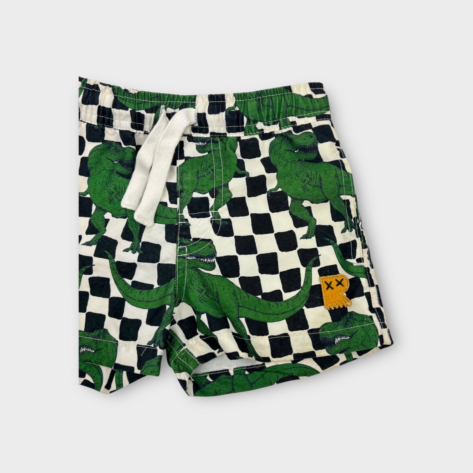 Rock Your Kid Dino Check Swim Shorts, Size 2