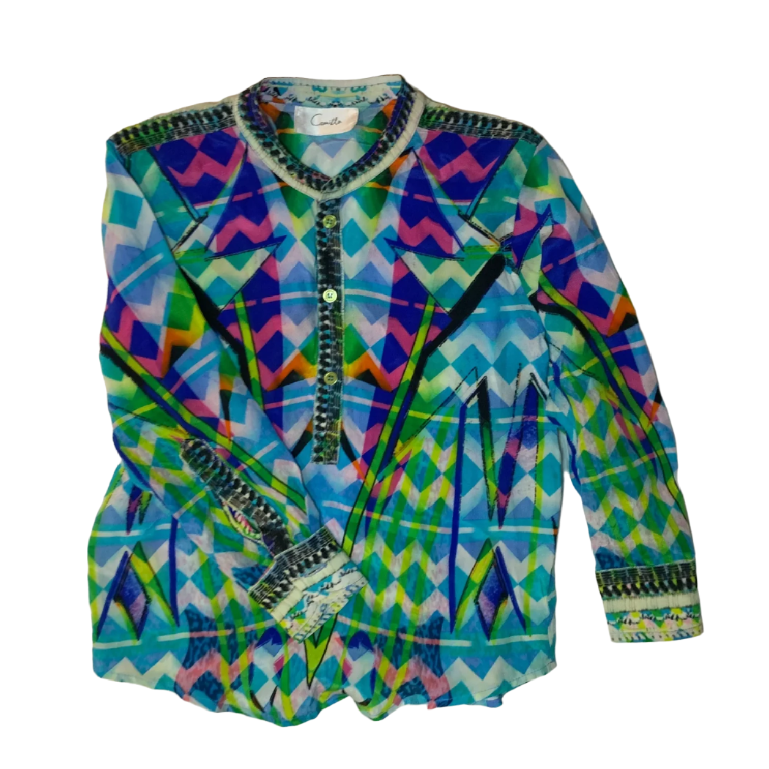 Camilla Geometric Silk Shirt, Size 2-3