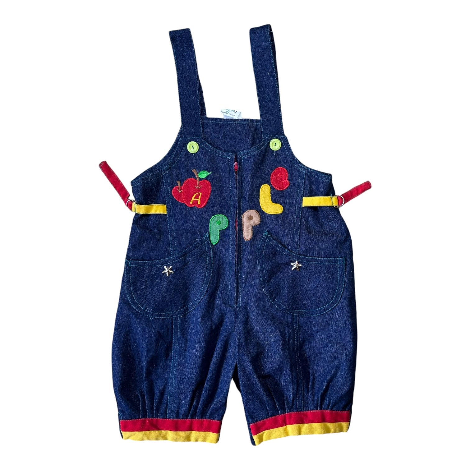 Retro Denim Apples Overalls, Size 4-5