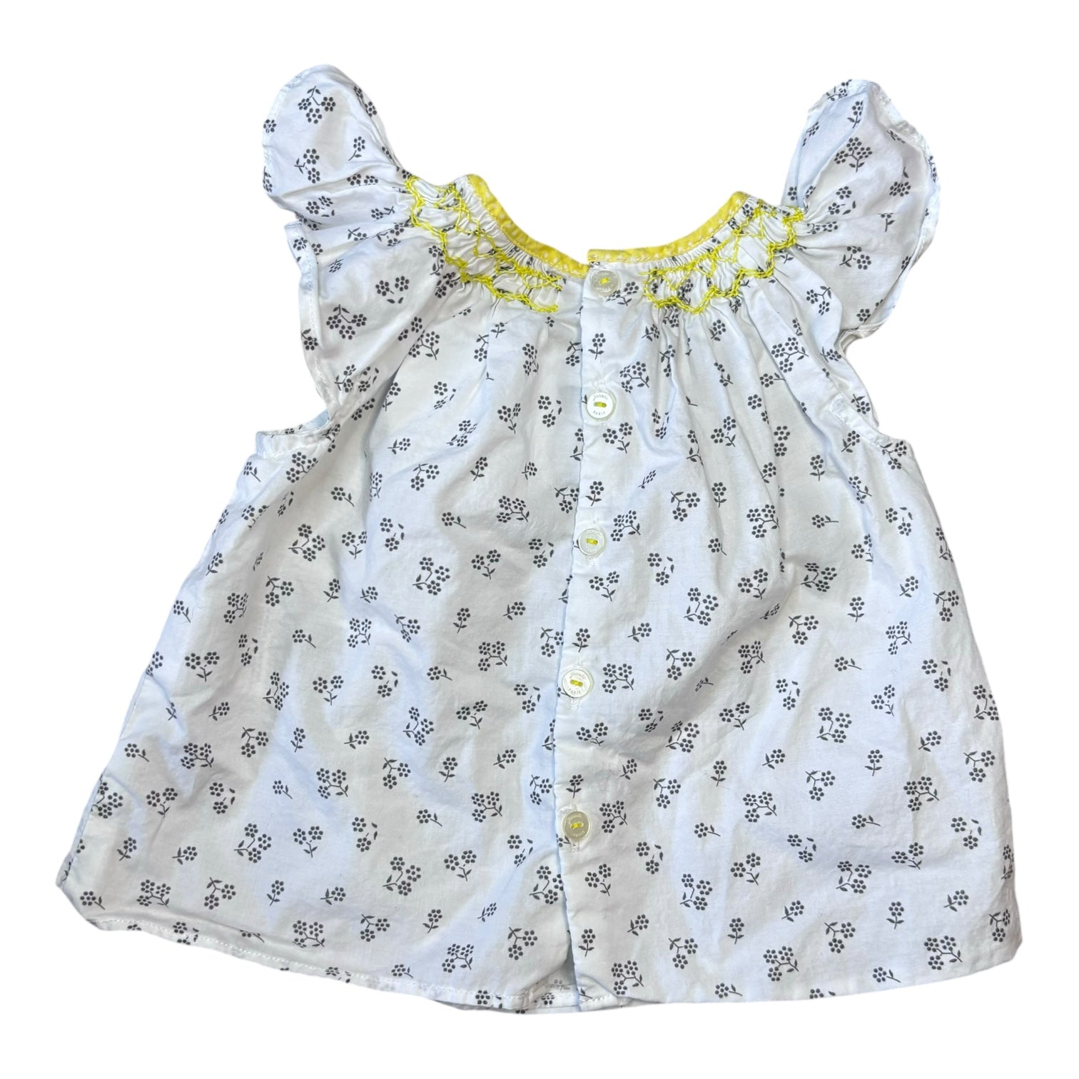 Jacadi Paris White and Yellow Shirt, Size 00