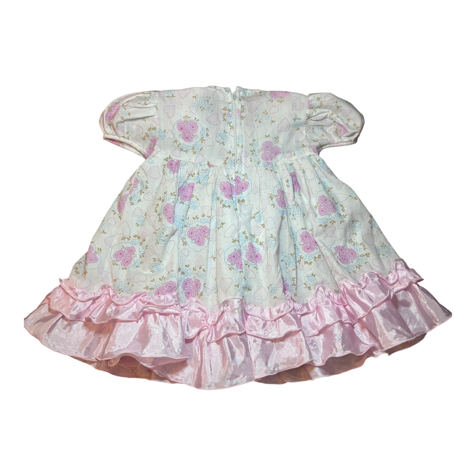Vintage Pink Floral Babydoll Dress, Size 1