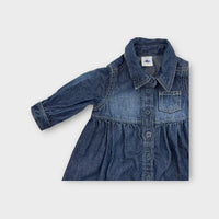 Petit Bateau Denim Button Down Dress, Size 00