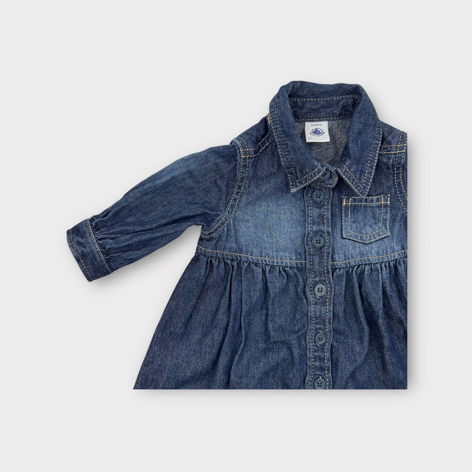 Petit Bateau Denim Button Down Dress, Size 00