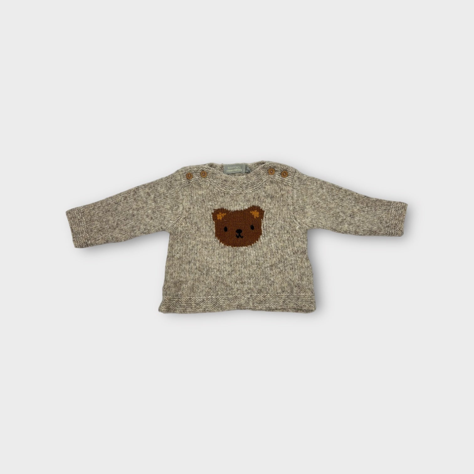 Bout Chou Knitted Bear Jumper, Size 000