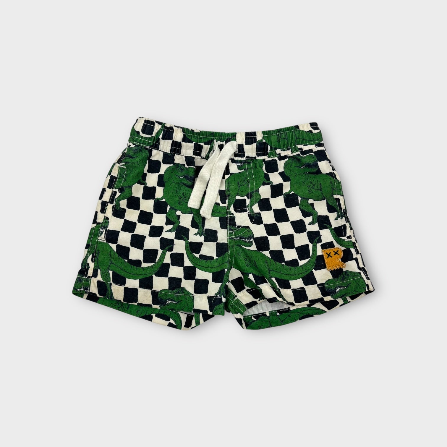 Rock Your Kid Dino Check Swim Shorts, Size 2
