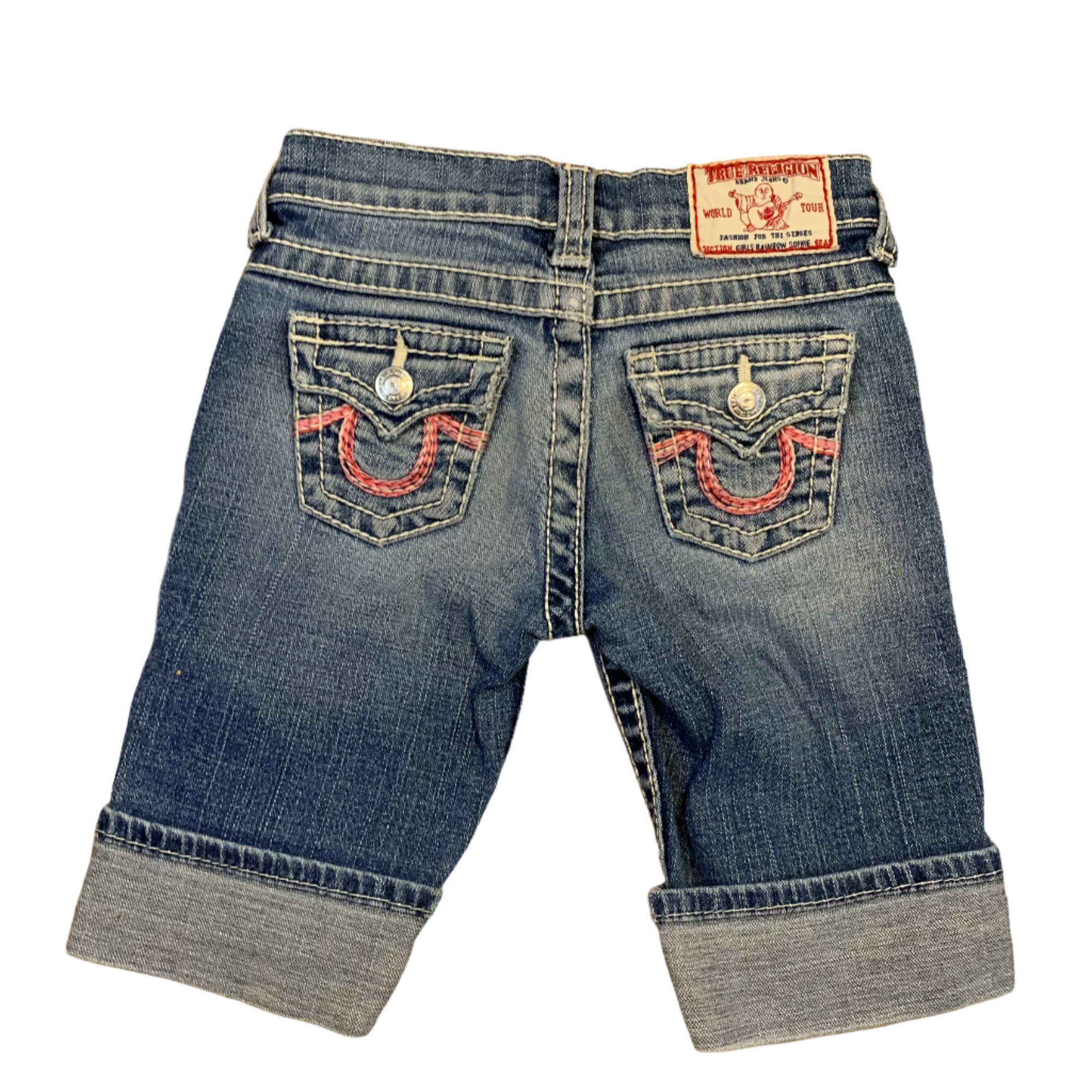 True Religion Capri Denim Shorts, Size 5