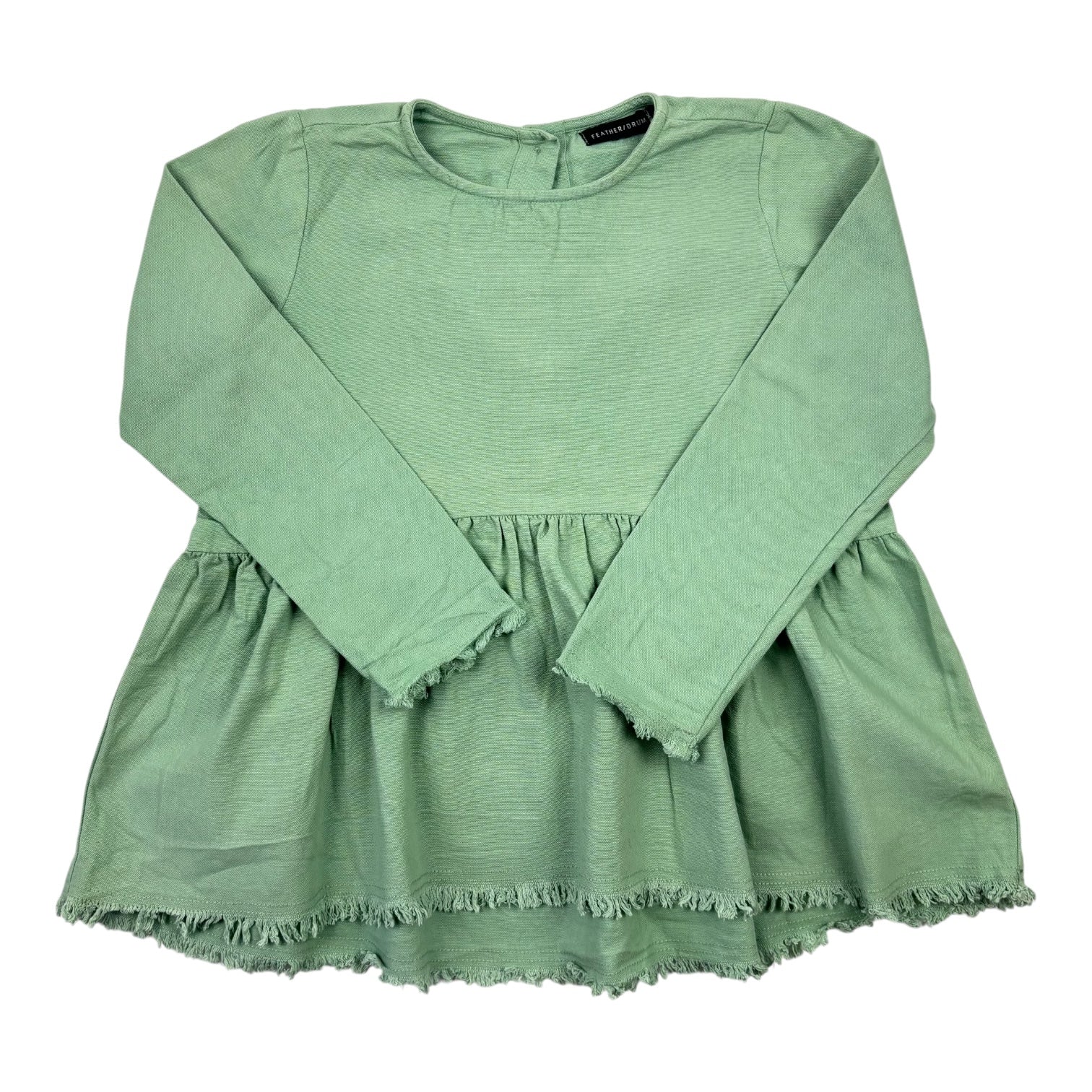 Feather/Drum Sage Canvas Peplum Top, Size 10