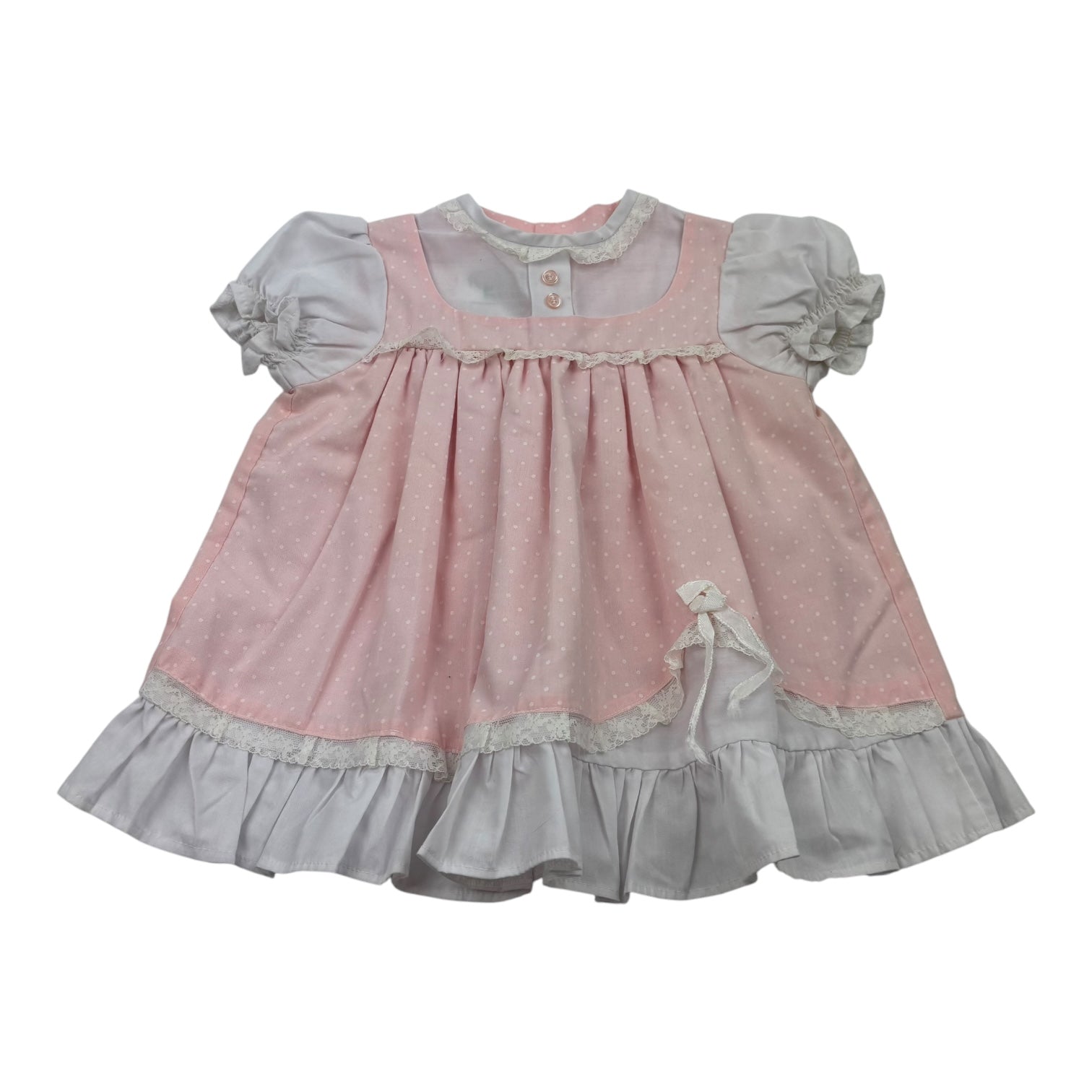 Vintage Spotty Lace Trim Dress, Size 1