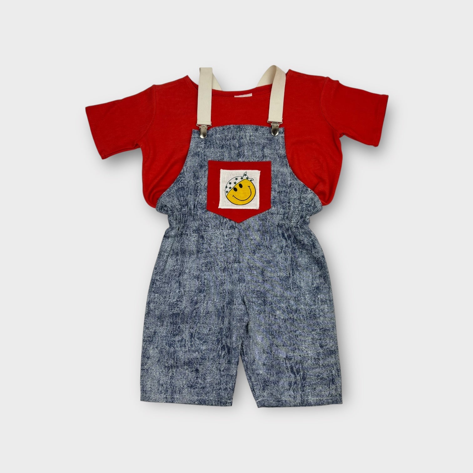 Vintage Smiley Overalls Set, Size 2
