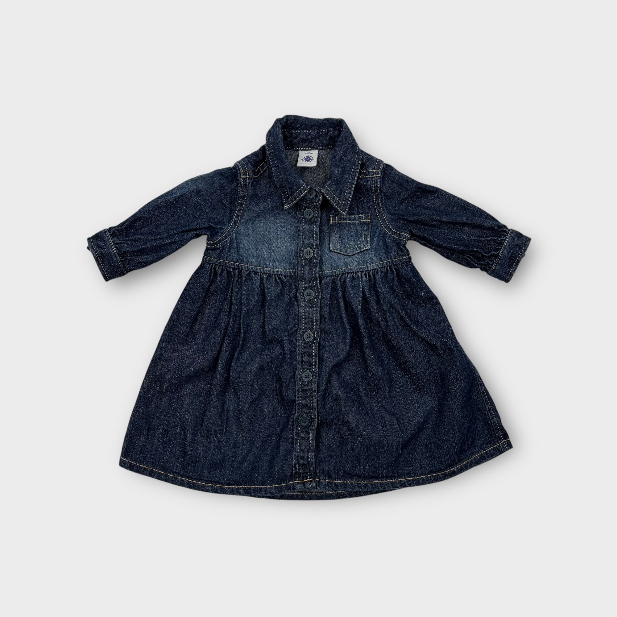 Petit Bateau Denim Button Down Dress, Size 00