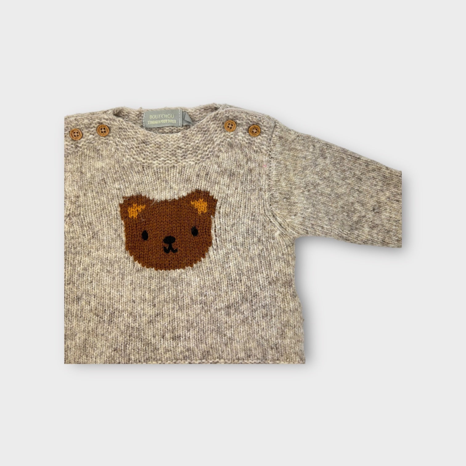Bout Chou Knitted Bear Jumper, Size 000