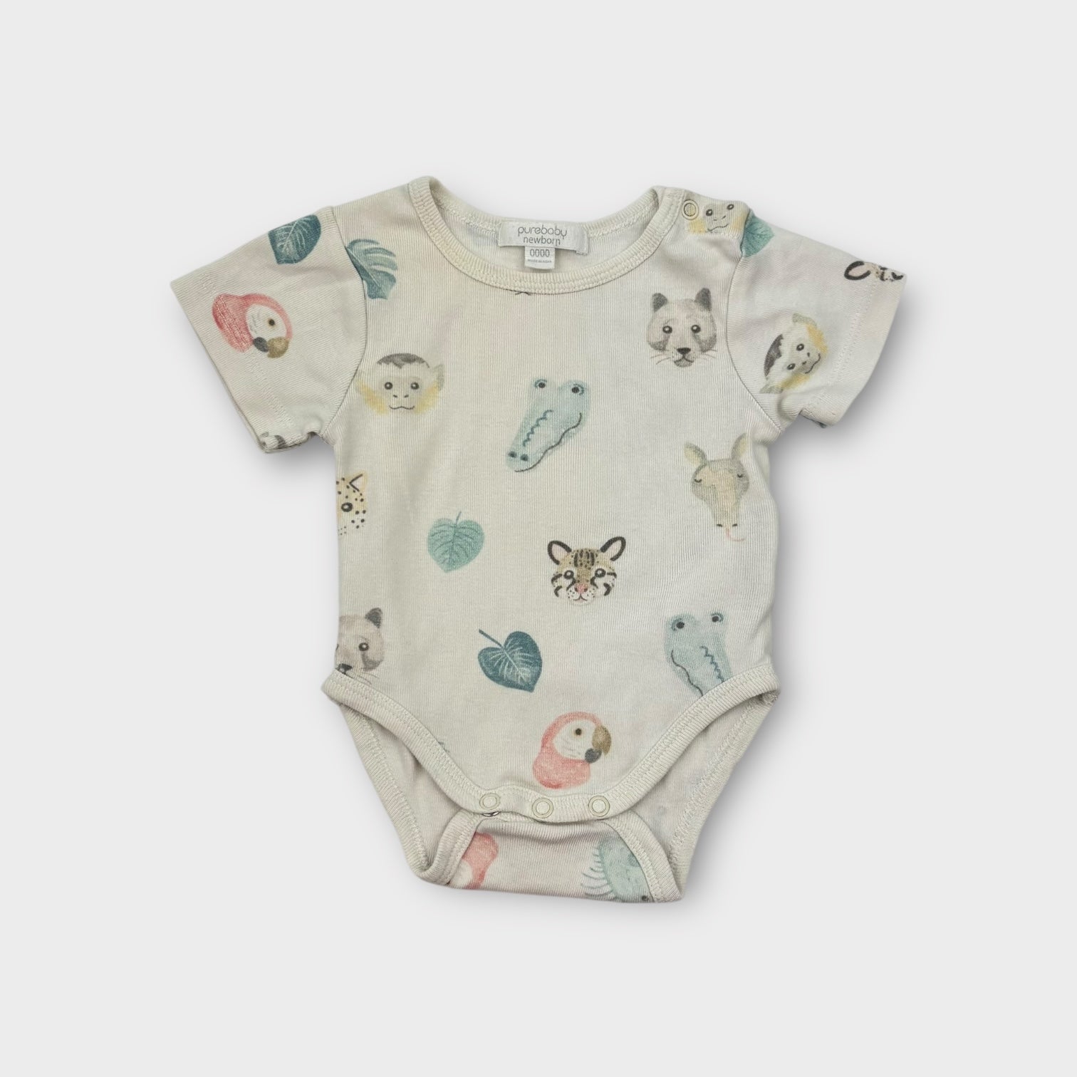 Purebaby Animal Print Bodysuit, Size 0000