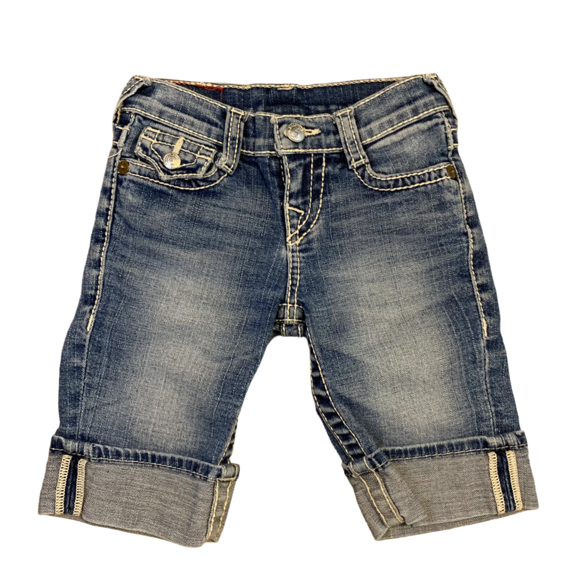 True Religion Capri Denim Shorts, Size 5