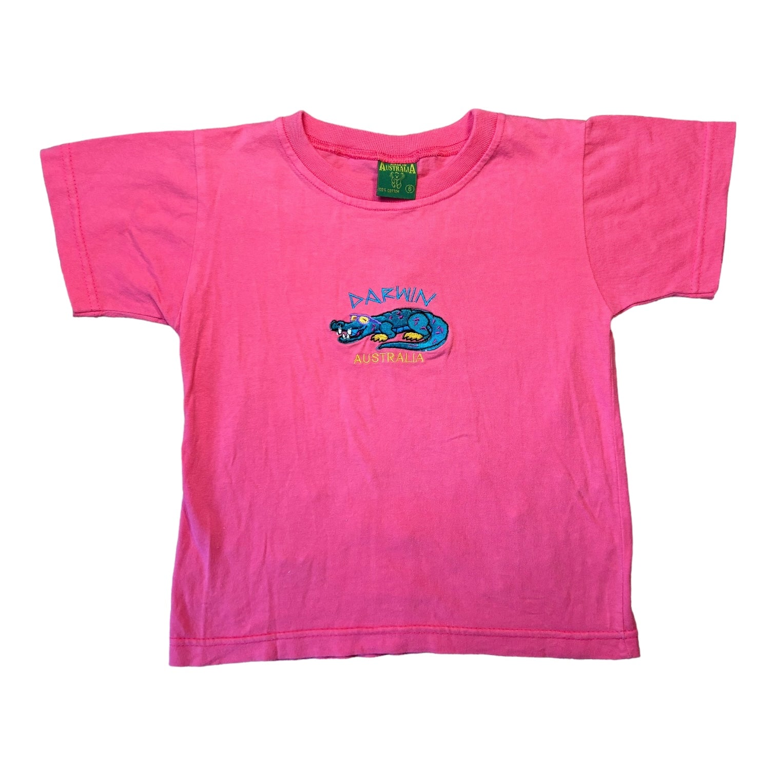 Pink Darwin Souvenir Tee, Size 6