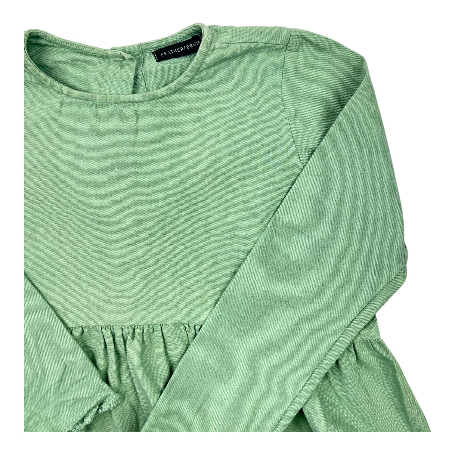 Feather/Drum Sage Canvas Peplum Top, Size 10