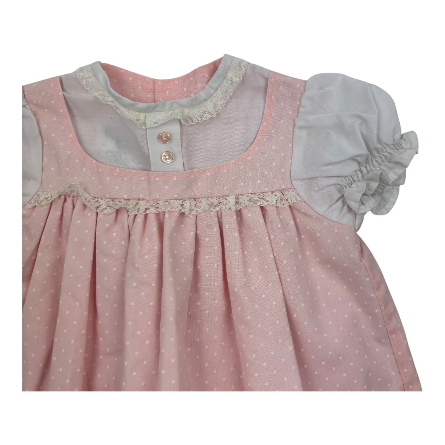 Vintage Spotty Lace Trim Dress, Size 1