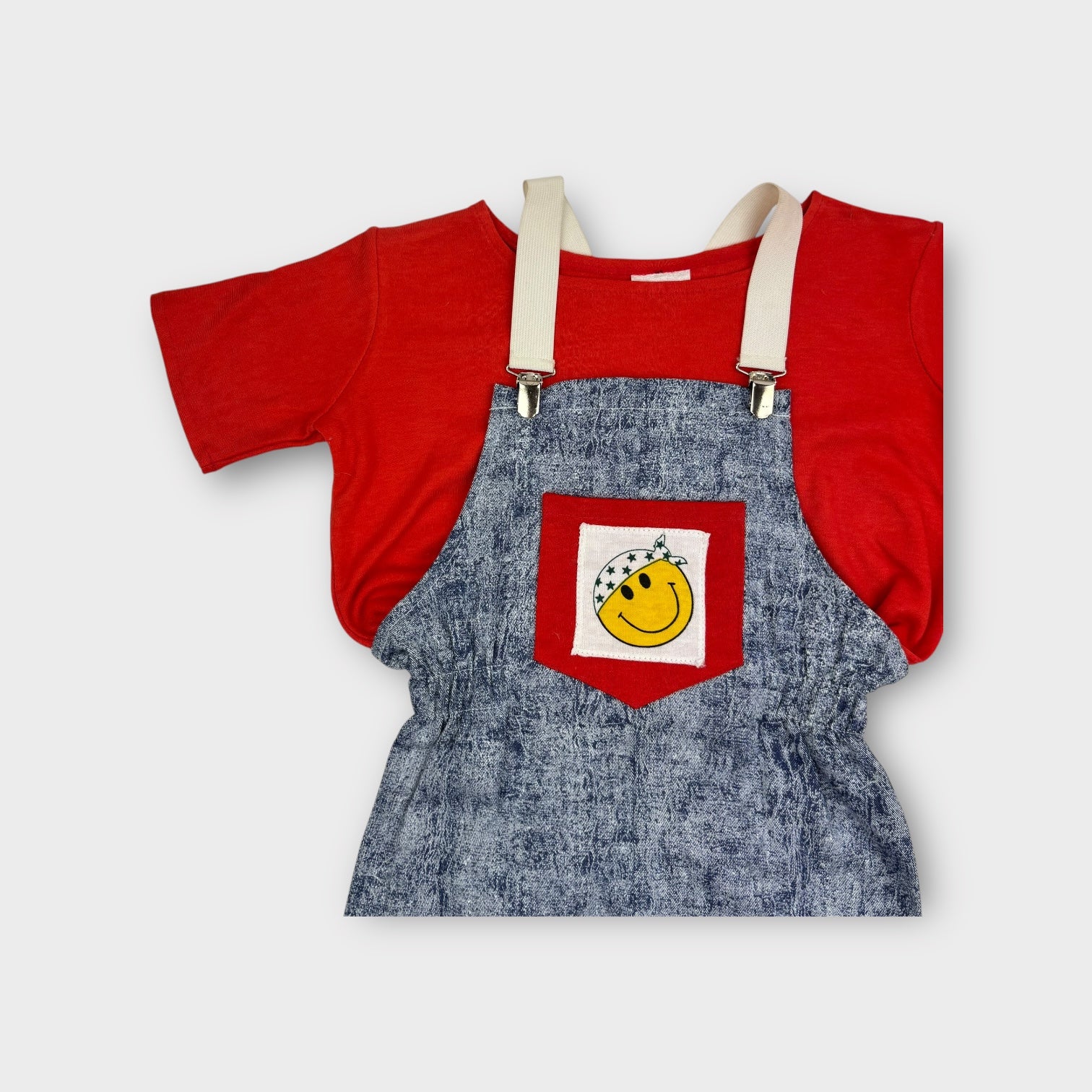 Vintage Smiley Overalls Set, Size 2