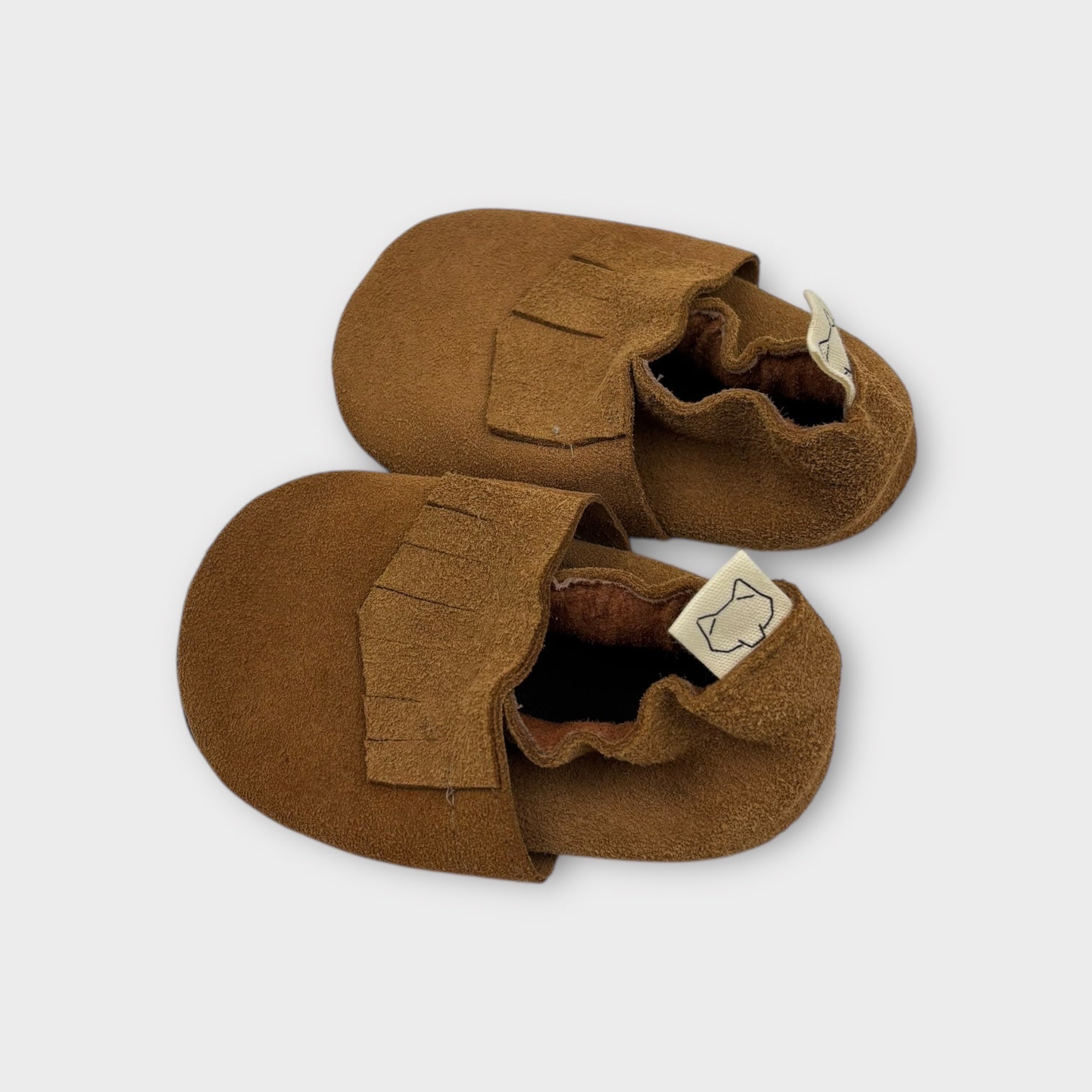 Brown Suede Moccasin Booties, Size 000