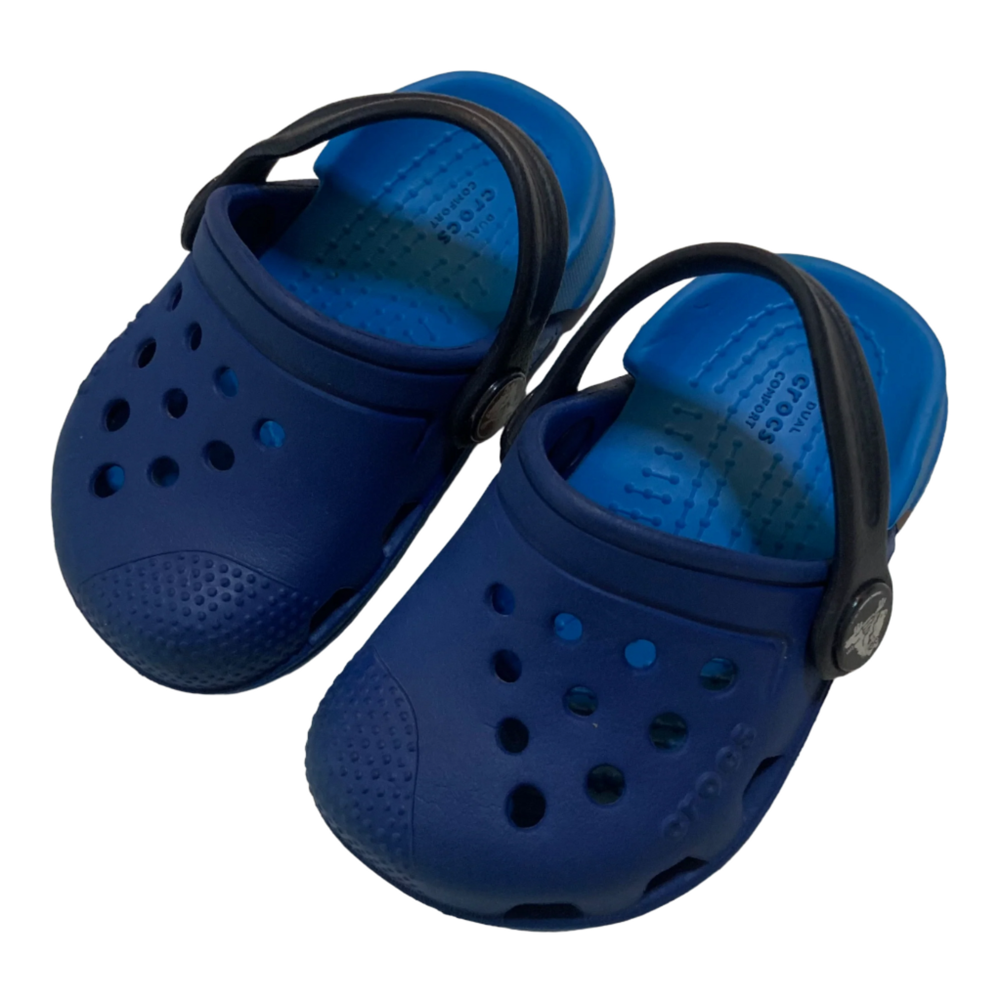 Blue/Black Crocs, Size EU19/20