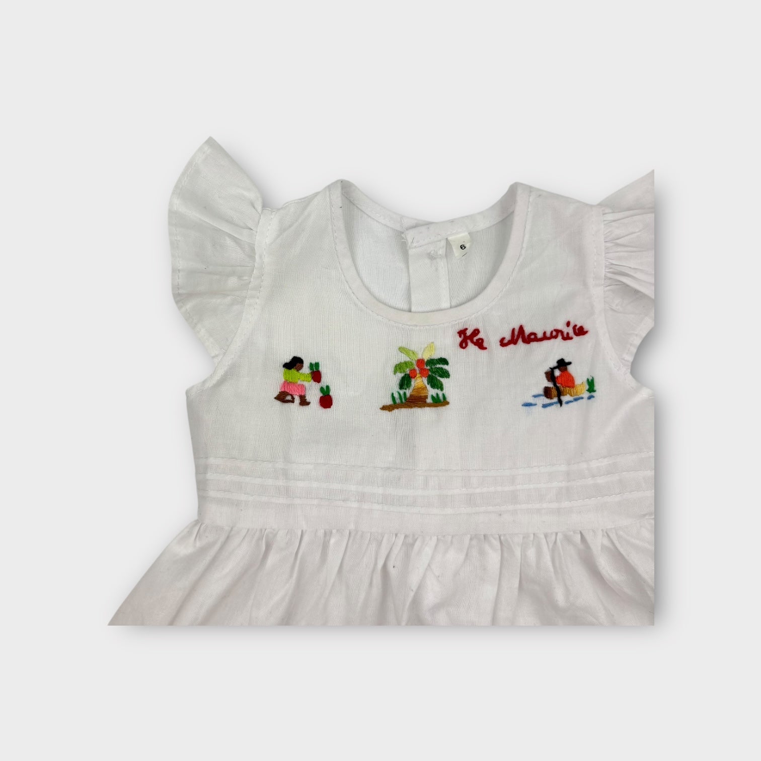 Vintage White Embroidered Dress, Size 00