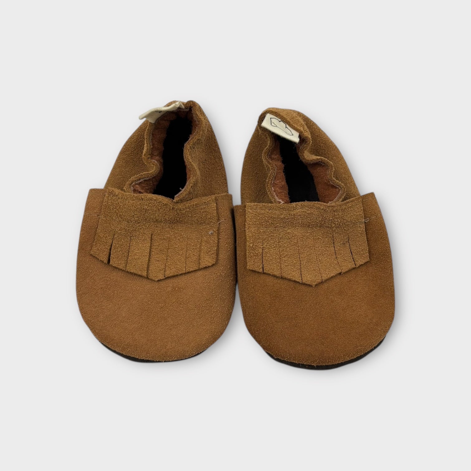 Brown Suede Moccasin Booties, Size 000