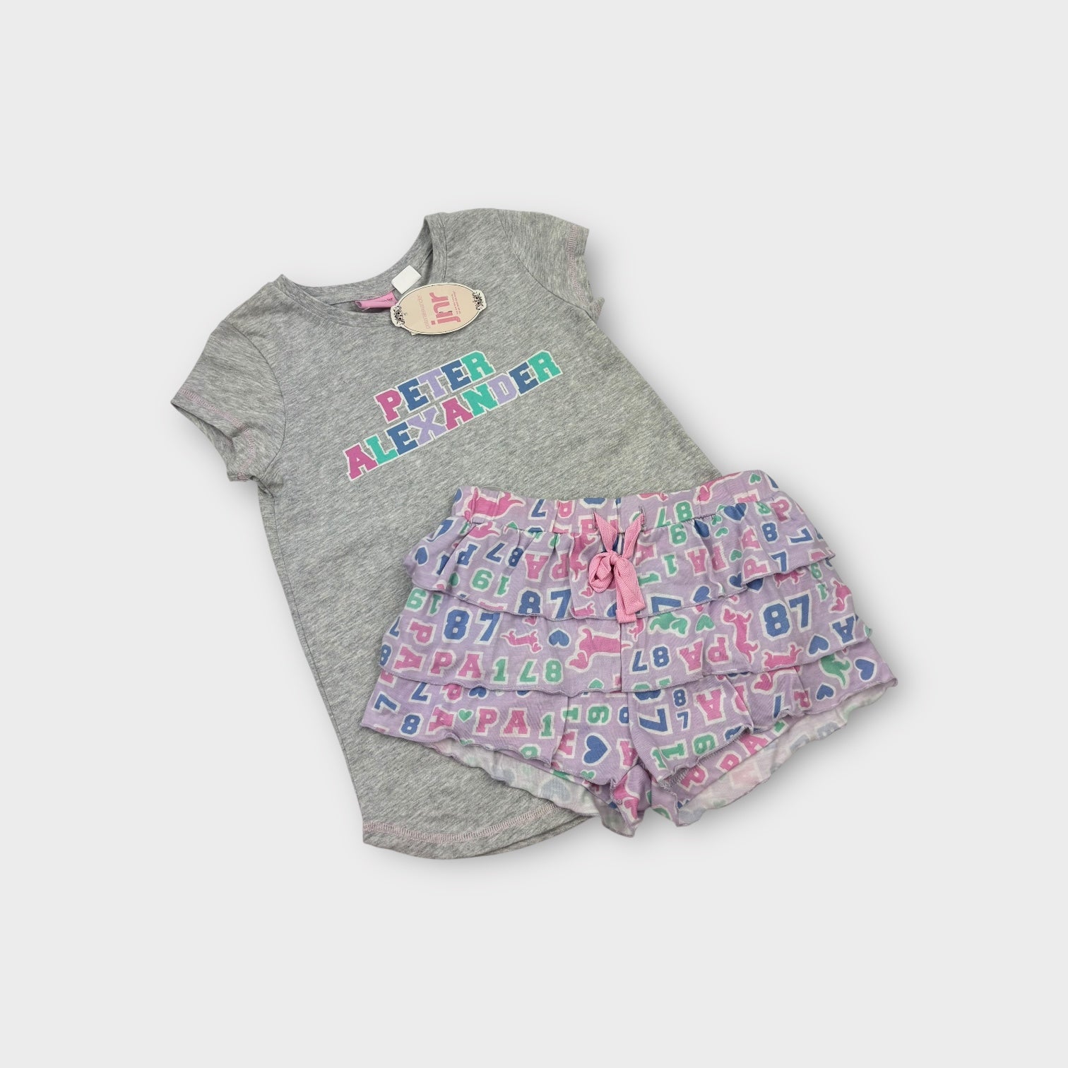 Peter Alexander Grey Ruffle Sleep Set, Size 8