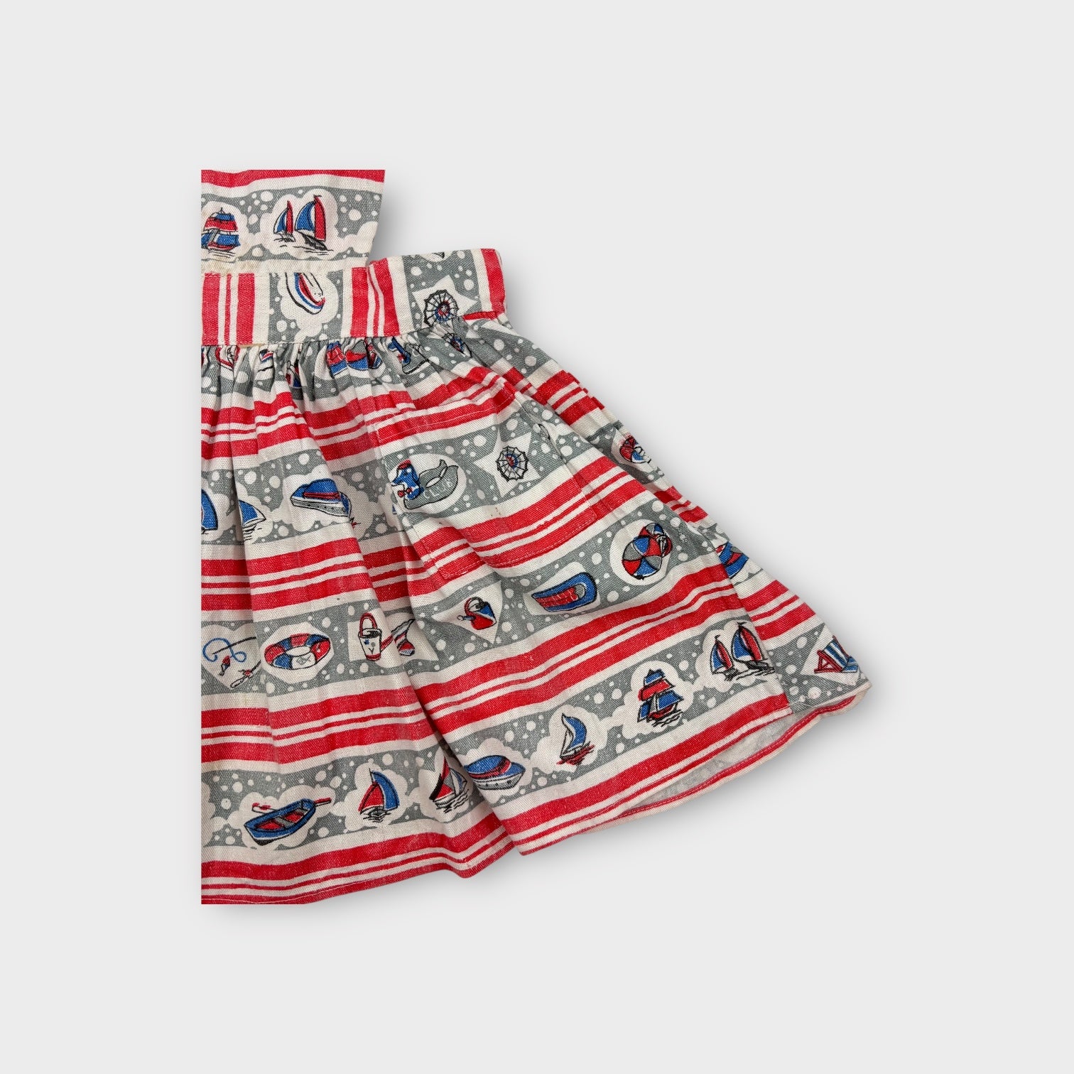 Vintage Sailboat Pinafore Dress, Size 2-3