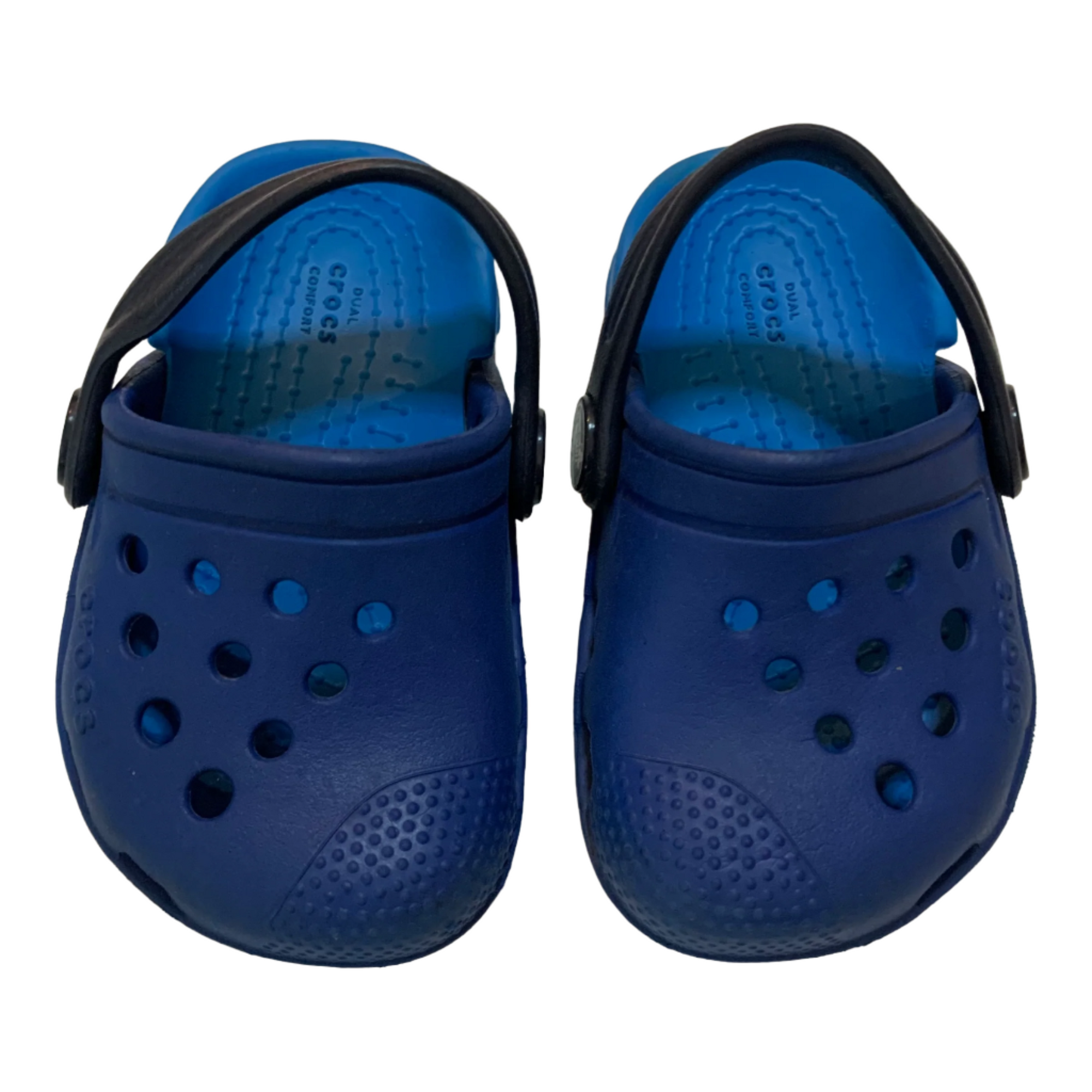 Blue/Black Crocs, Size EU19/20