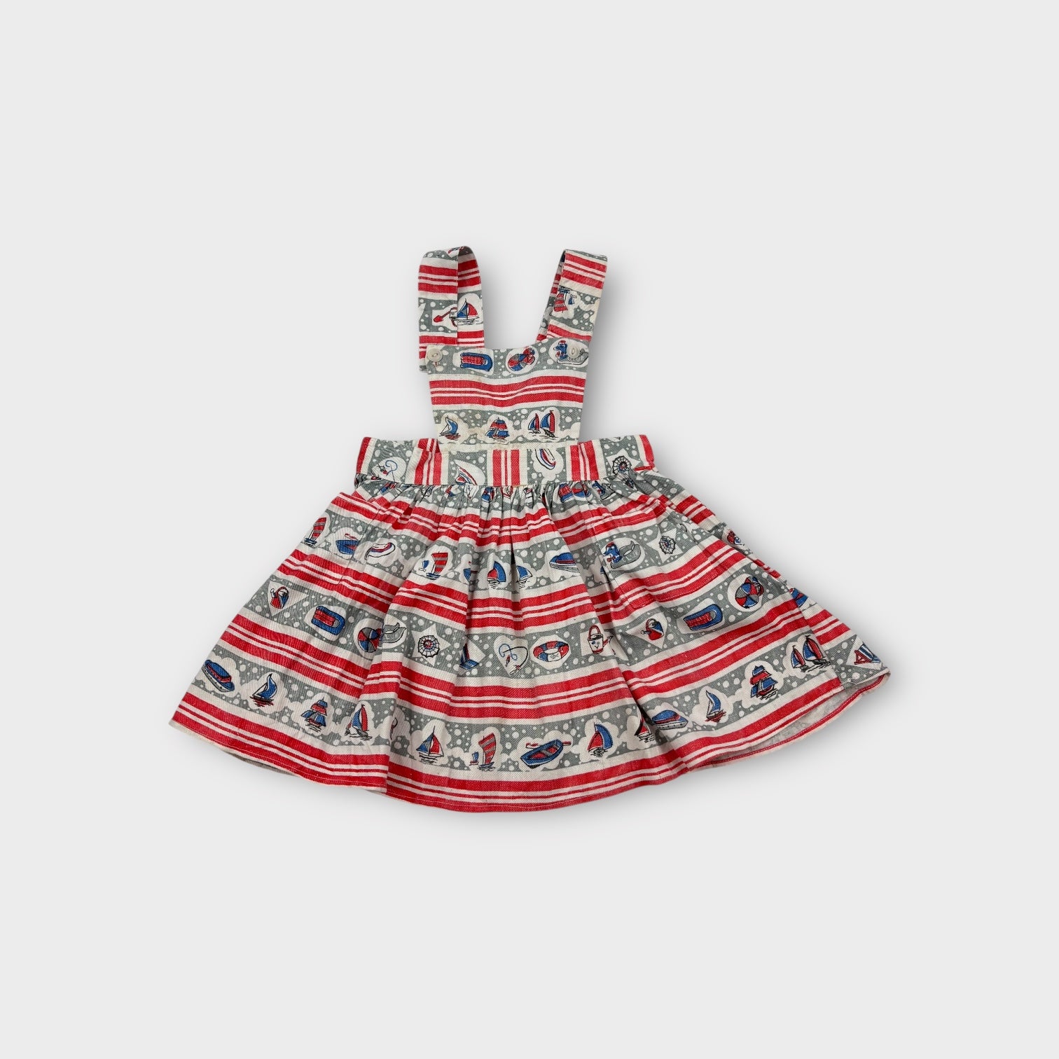 Vintage Sailboat Pinafore Dress, Size 2-3